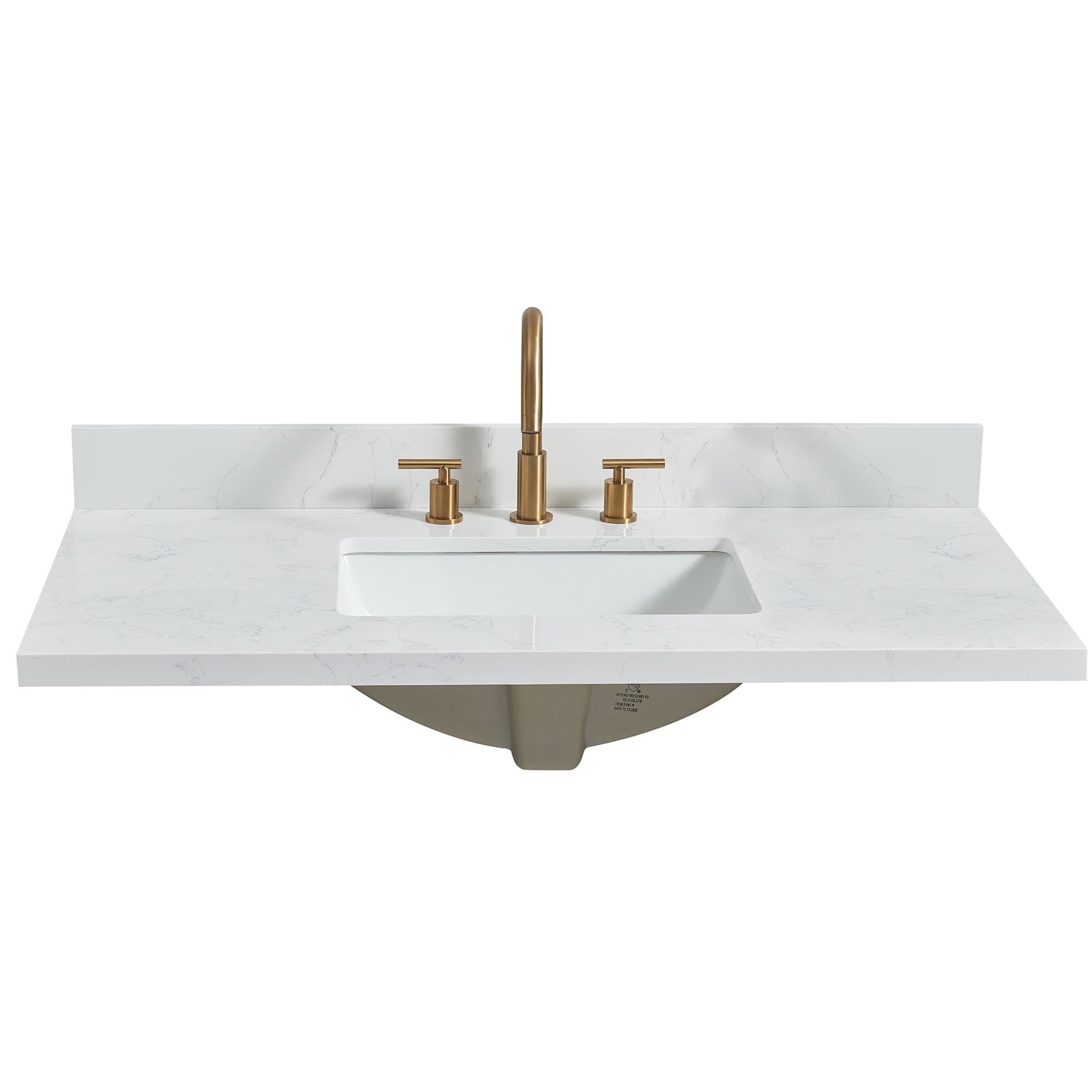 Jaen 43 in. W x 22 in. D Composite Stone Vanity Top in Grain White with White Rectangular Single Sink material