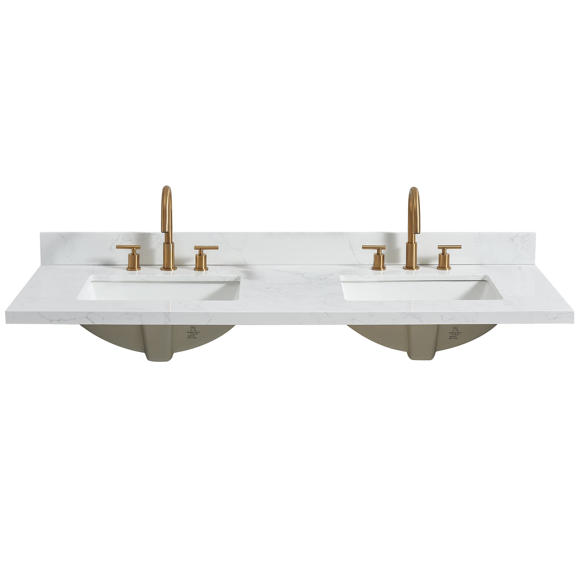 Jaen 61 in. W x 22 in. D Composite Stone Vanity Top in Grain White with White Rectangular Double Sink material