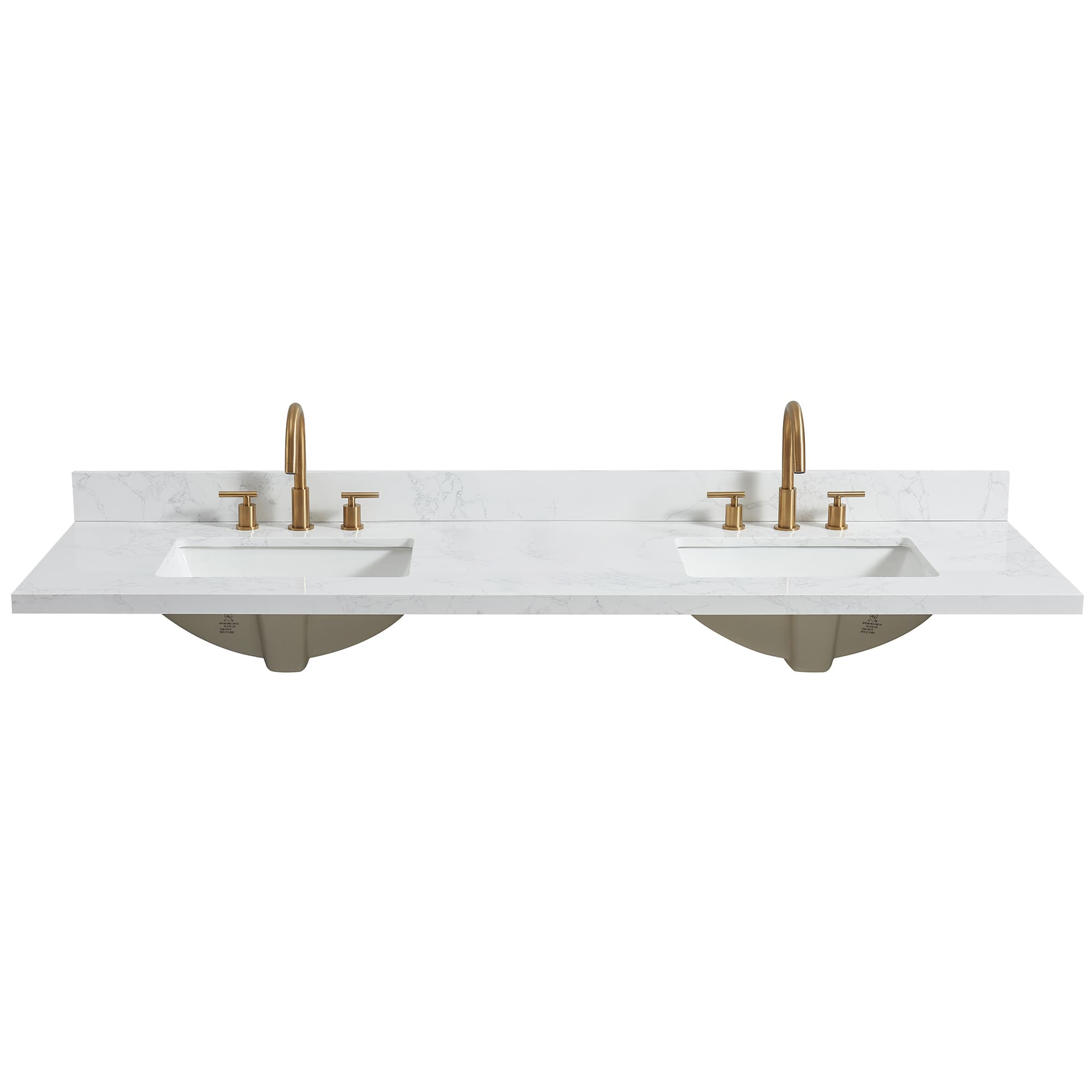 Jaen 73 in. W x 22 in. D Composite Stone Vanity Top in Grain White with White Rectangular Double Sink material