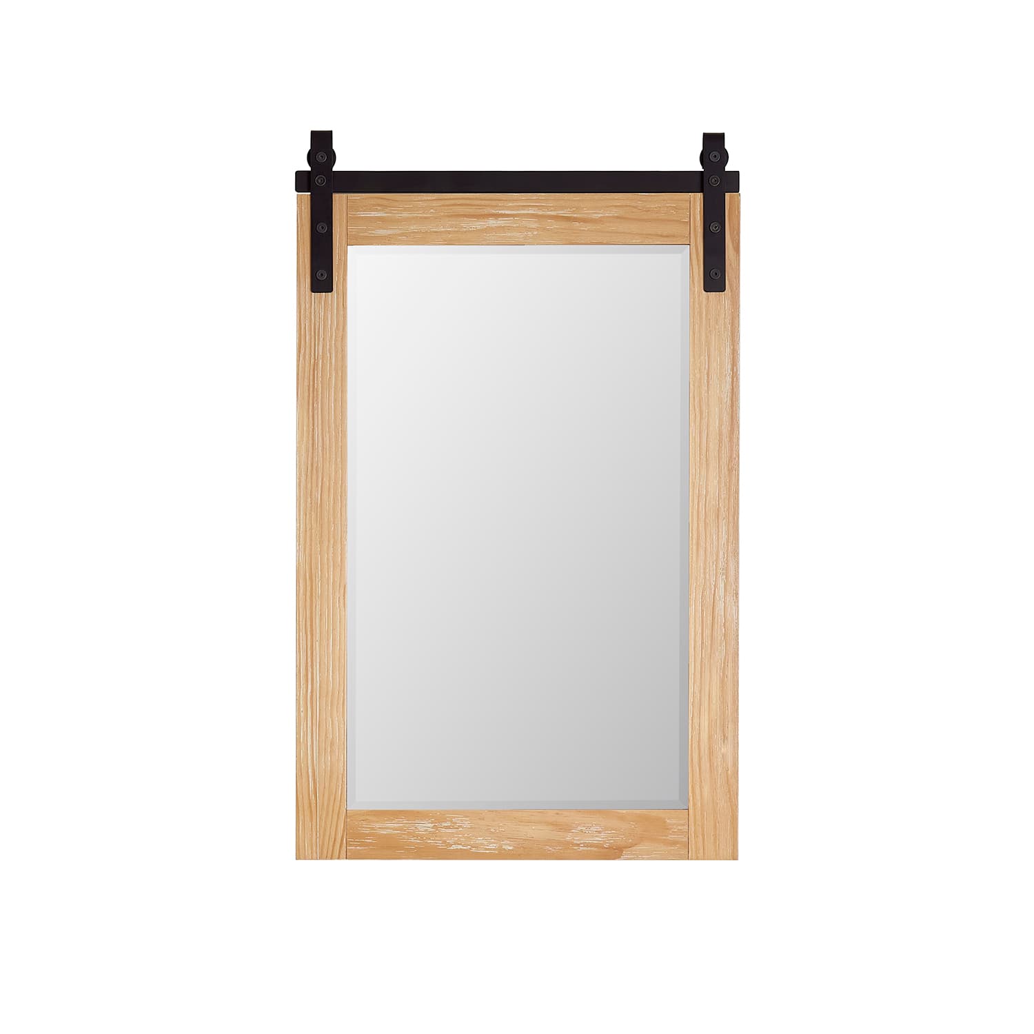Cortes 24" Rectangular Bathroom Vanity Barndoor Wall Mount Mirror in Pine material