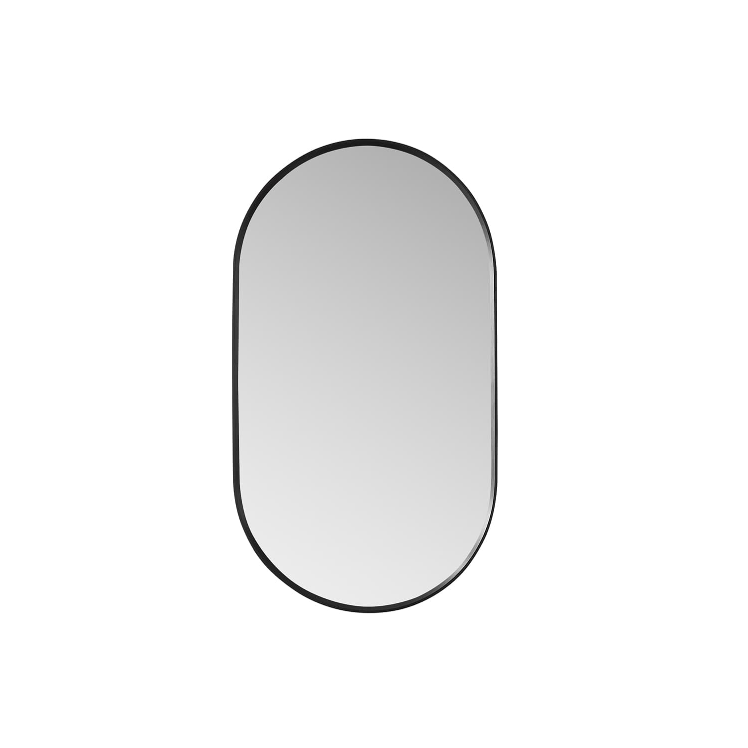 Miajadas 20 in. W x 36 in. H Oval Metal Wall Mirror in Brushed Black material