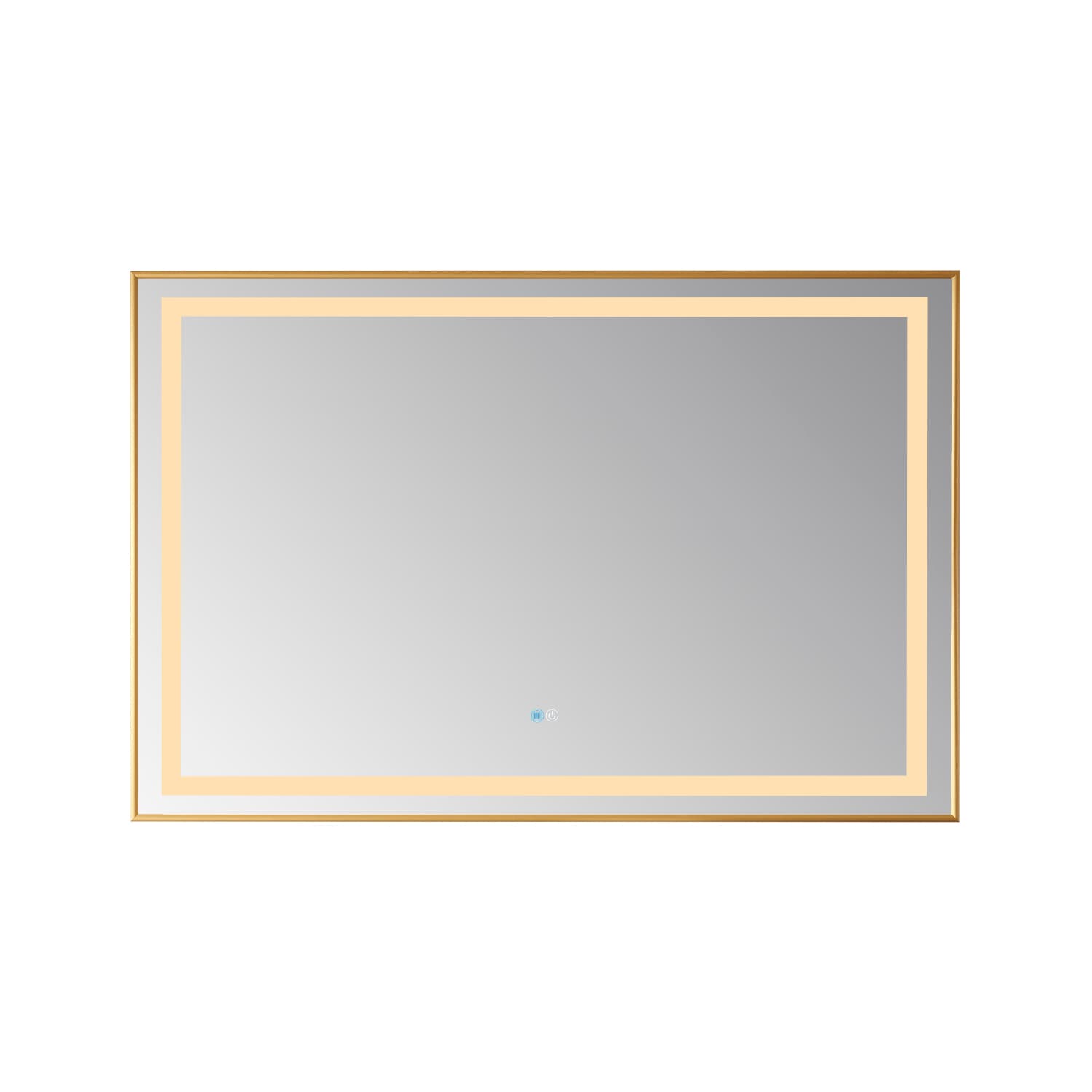 Teruel 48" Rectangular Aluminum Framed LED Wall Mount Bathroom Vanity Mirror in Gold material