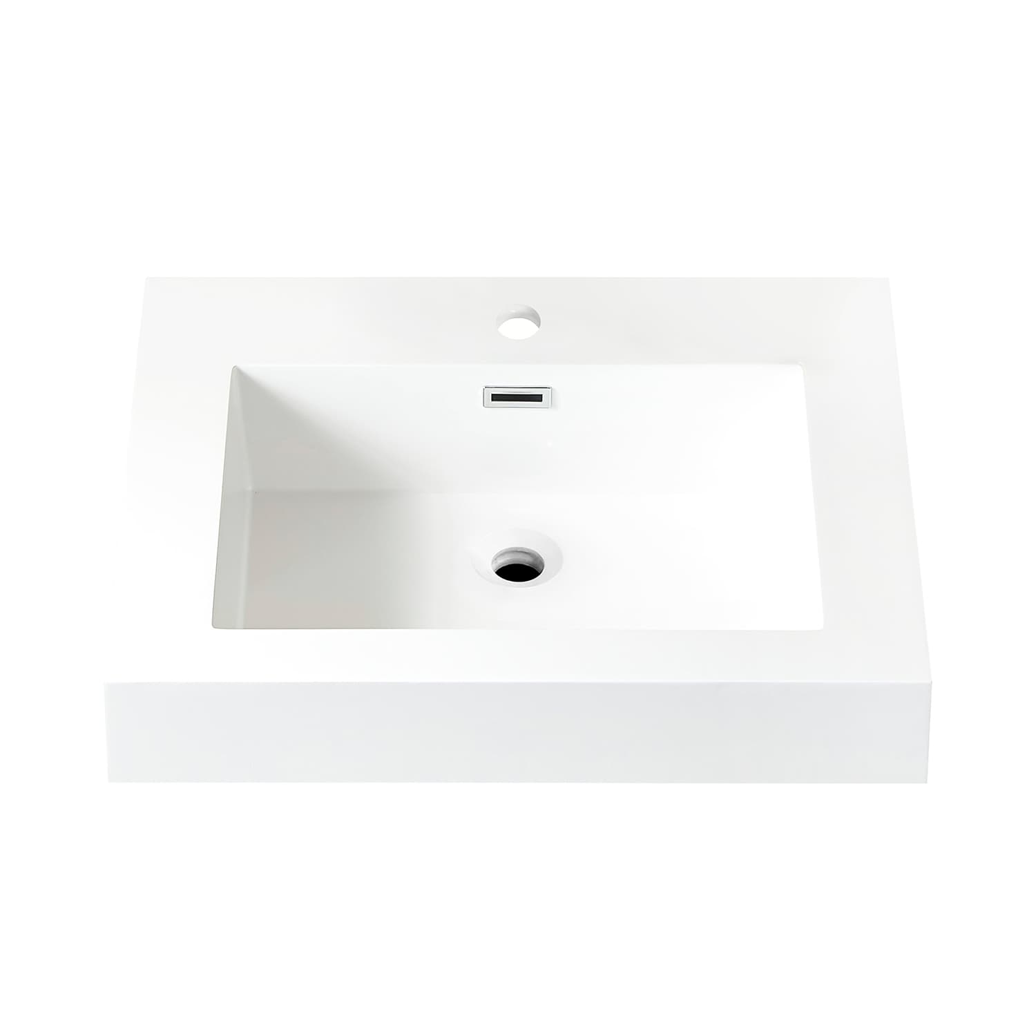 Vinnova Ablitas 24 in. Rectangular White Finish Composite Granite Stone Console Bathroom Vanity Sink material