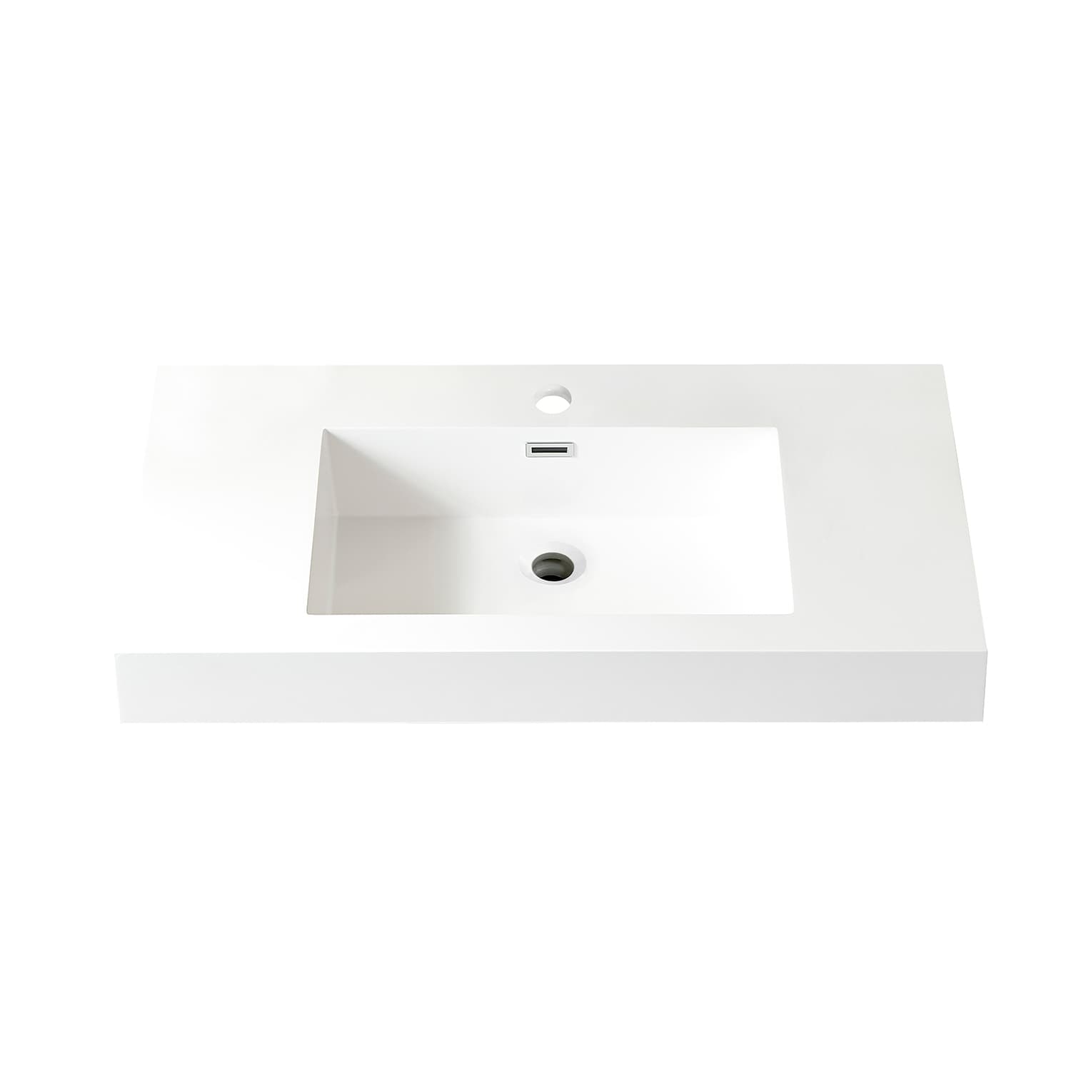 Vinnova Ablitas 35.8 in. Rectangular White Finish Composite Granite Stonec Console Bathroom Vanity Sink material