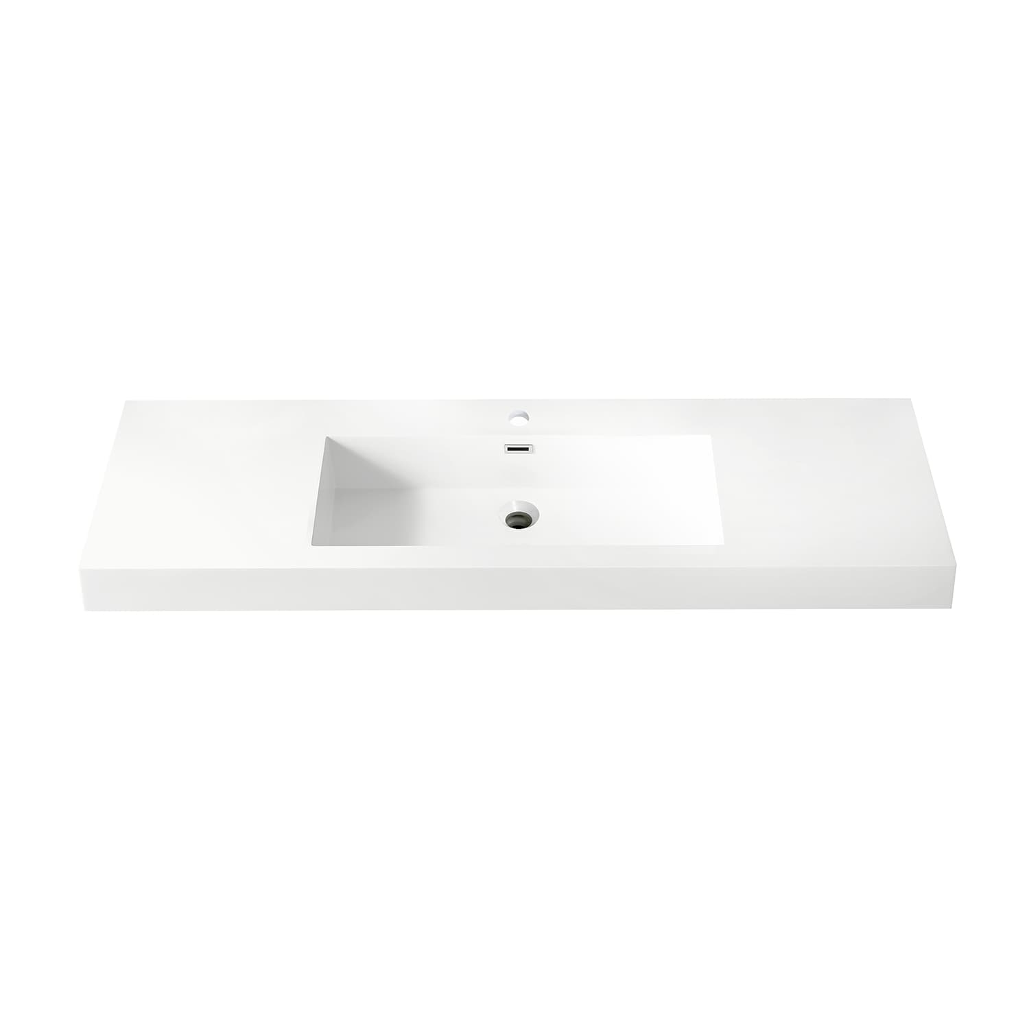 Vinnova Ablitas 59.8 in. Rectangular White Finish Composite Granite Stone Console Bathroom Vanity Sink material