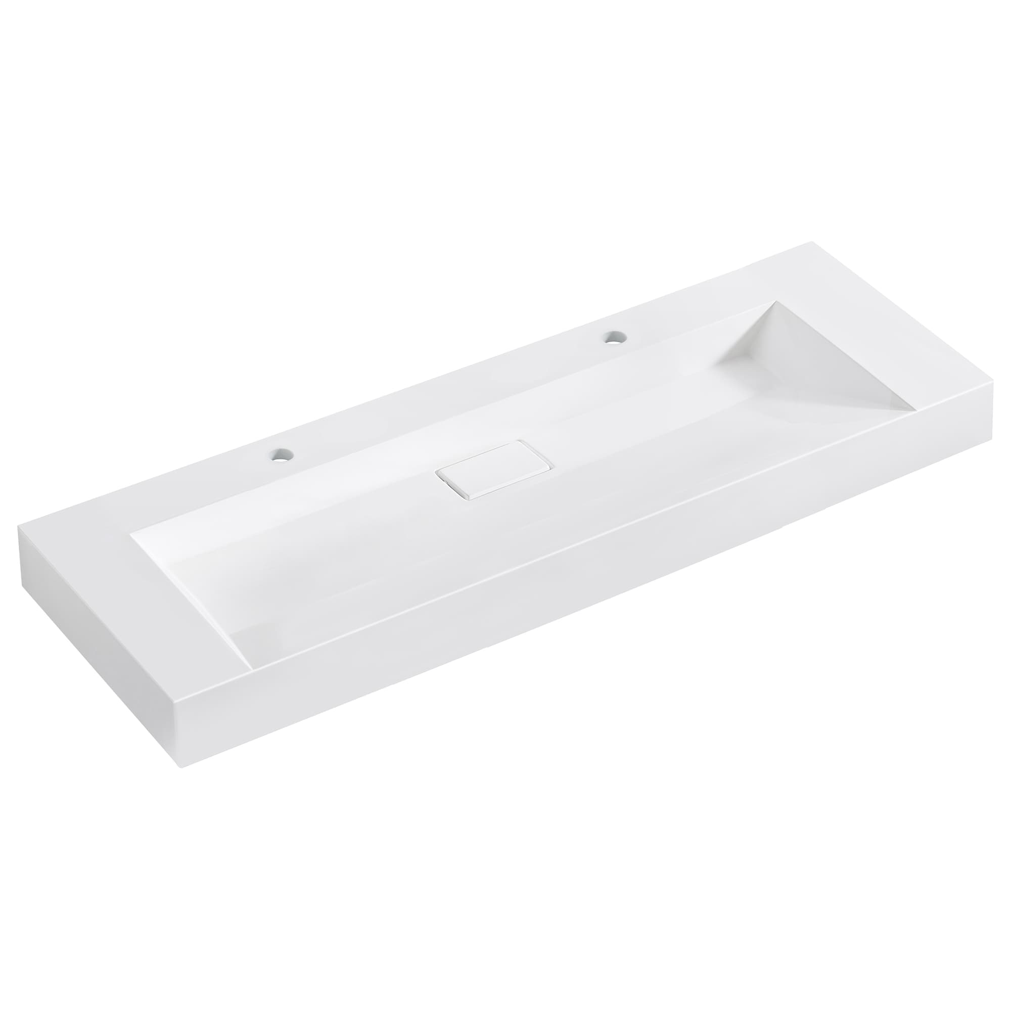 Vinnova Vera 60 in. Rectangular White Finish Composite Granite Stone Console Bathroom Vanity Sink material