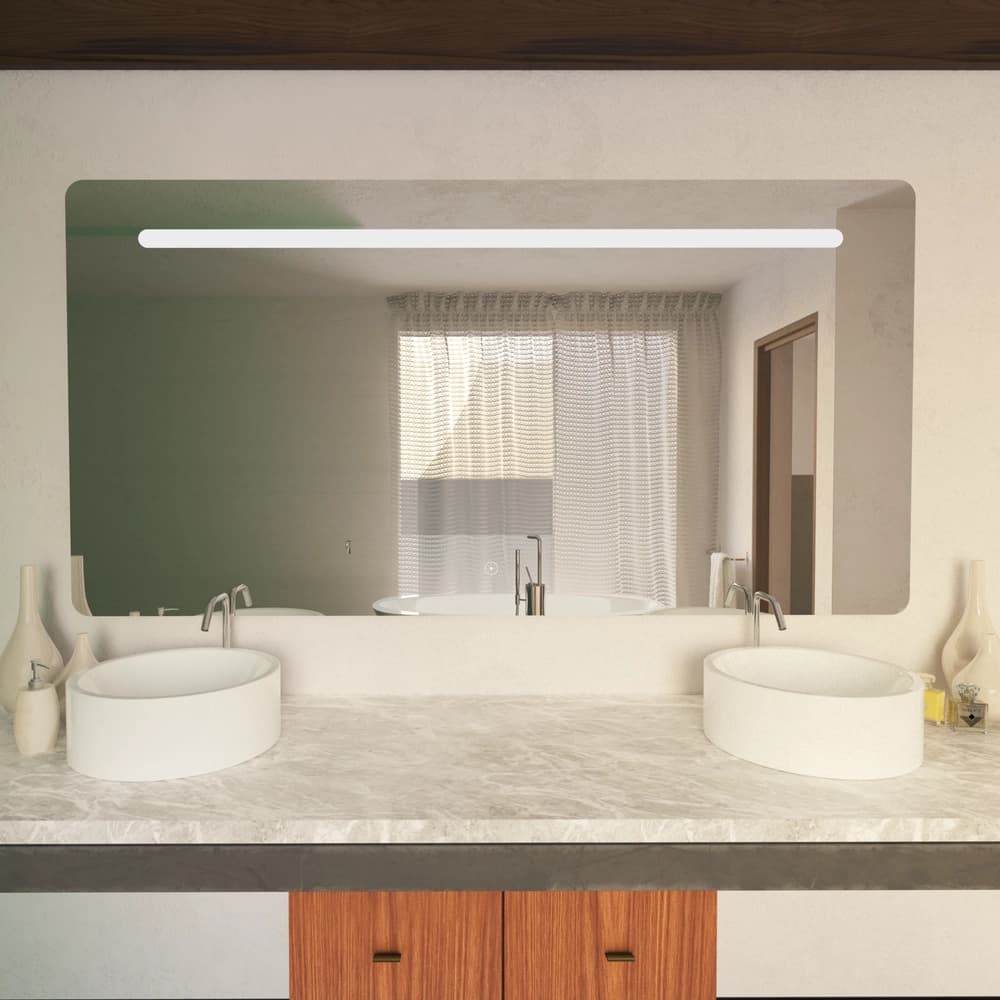 Florence 70x36 Contemporary Lighted Mirror with Memory Dimmer and Defogger material