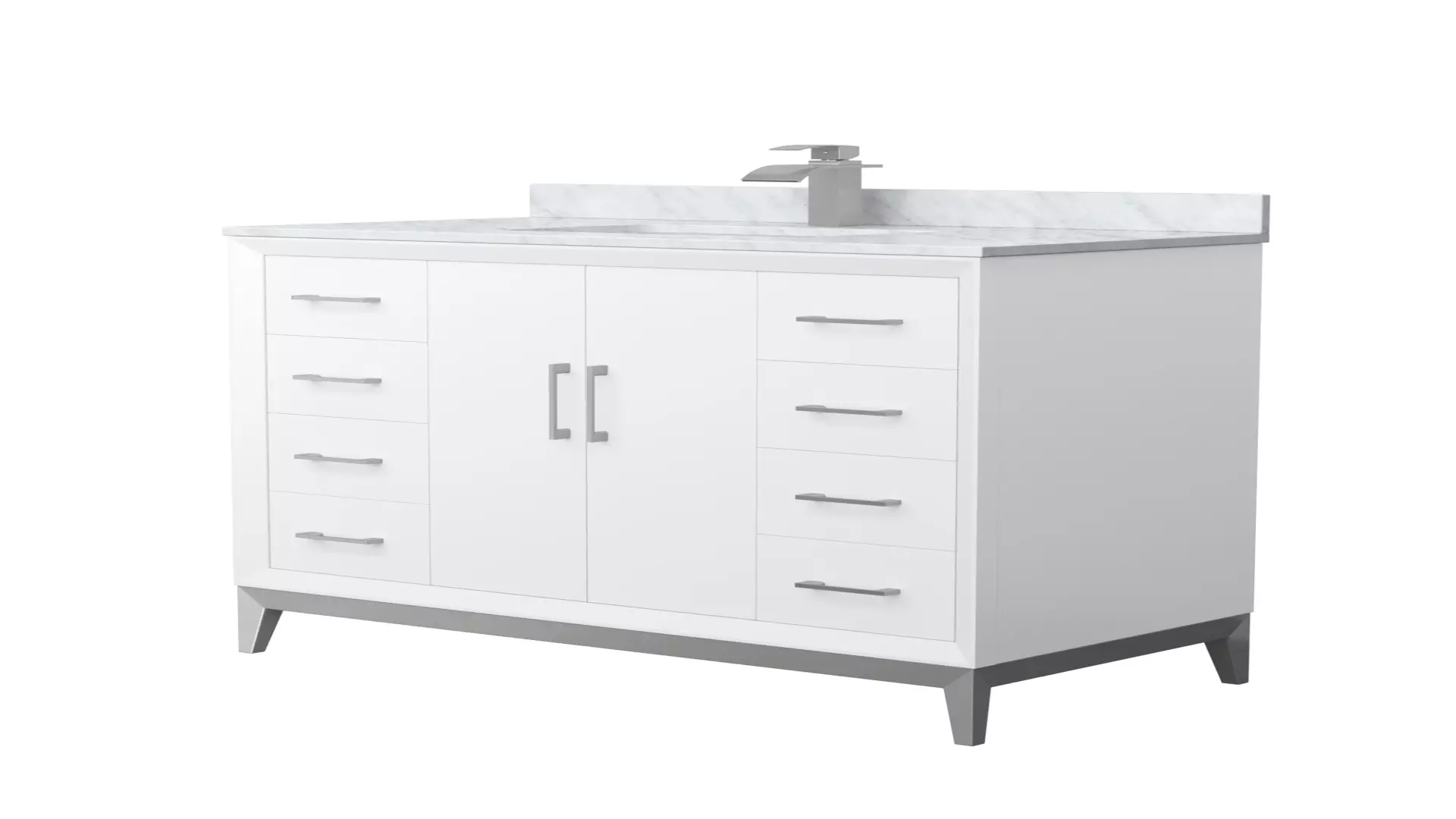Amici 42 Inch Single Bathroom Vanity in White, White Carrara Marble Countertop, Undermount Square Sink, Brushed Nickel Trim material