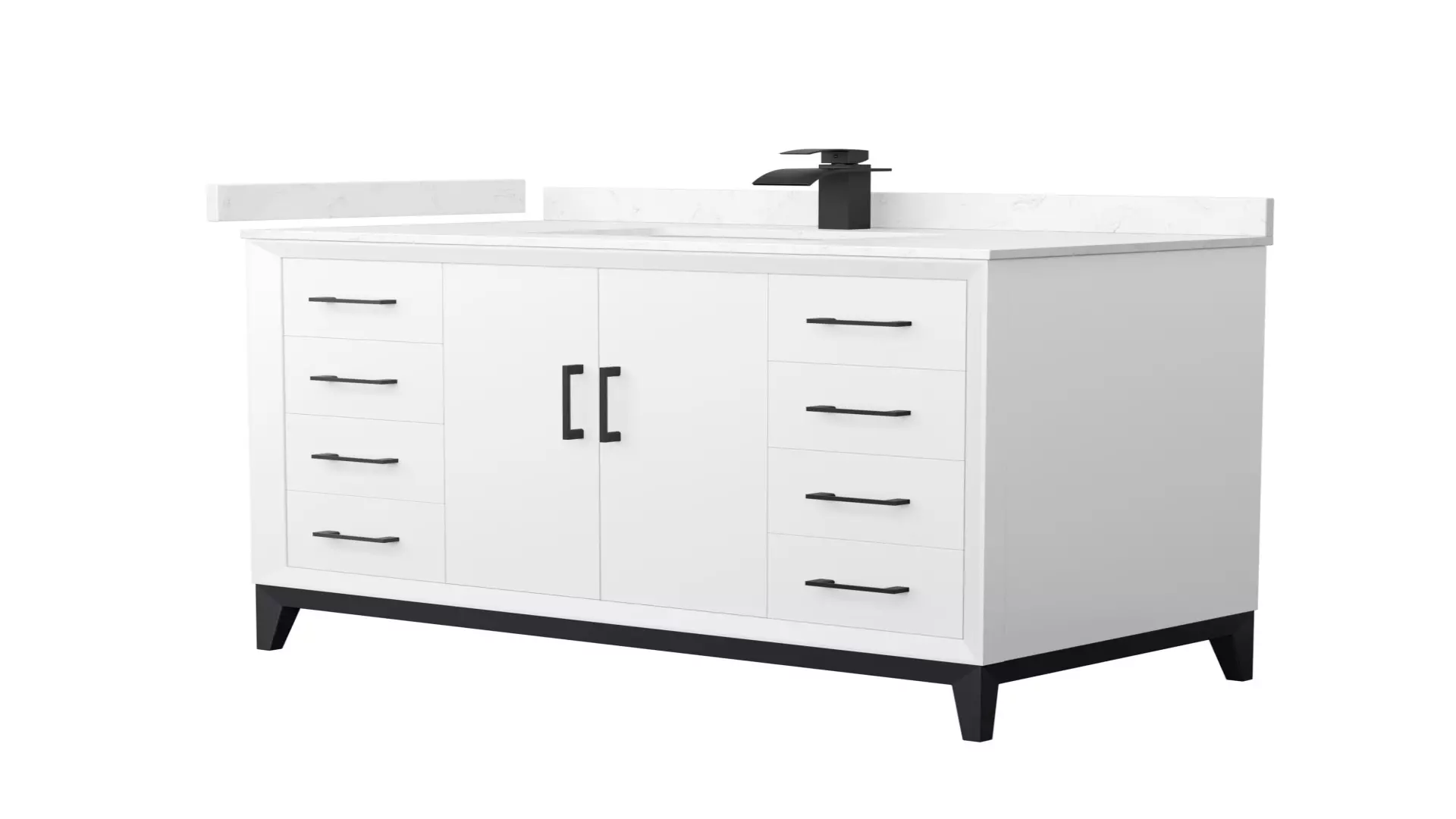Amici 42 Inch Single Bathroom Vanity in White, Carrara Cultured Marble Countertop, Undermount Square Sink, Matte Black Trim material