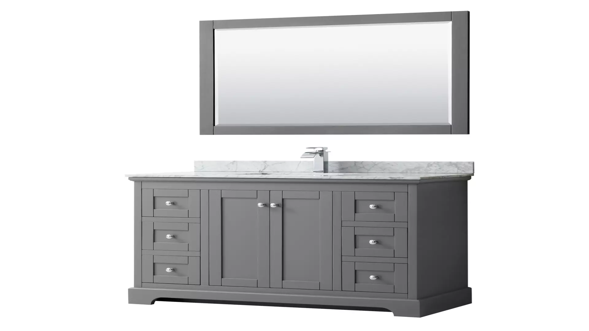 Avery 48 Inch Single Bathroom Vanity in Dark Gray, White Carrara Marble Countertop, Undermount Square Sink, and 46 Inch Mirror material