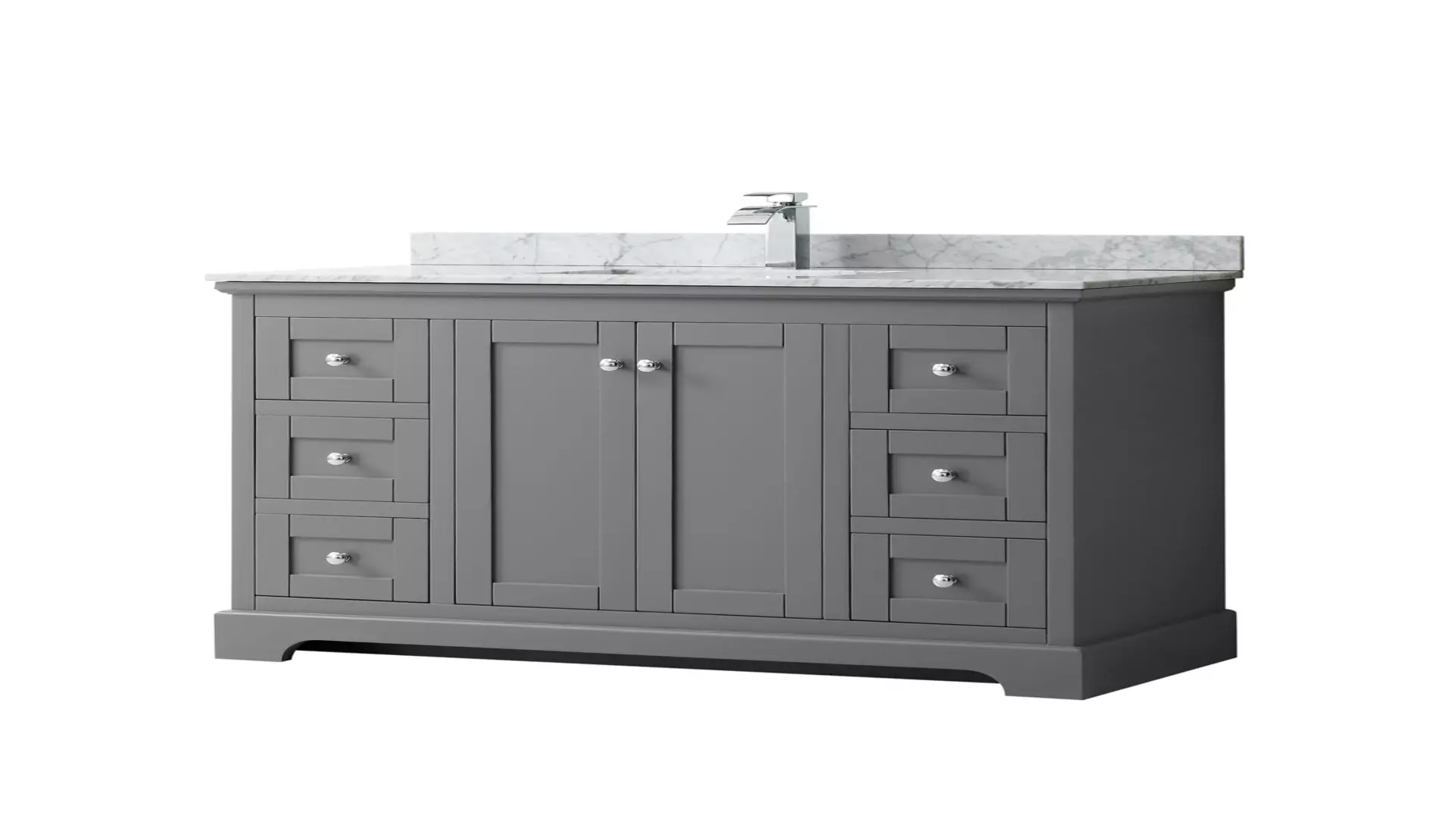 Avery 48 Inch Single Bathroom Vanity in Dark Gray, White Carrara Marble Countertop, Undermount Square Sink, and No Mirror material