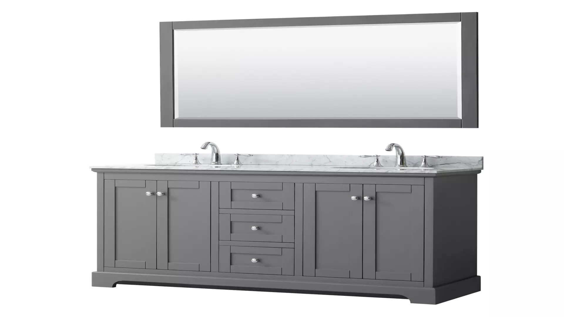 Avery 60 Inch Double Bathroom Vanity in Dark Gray, White Carrara Marble Countertop, Undermount Oval Sinks, and 58 Inch Mirror material