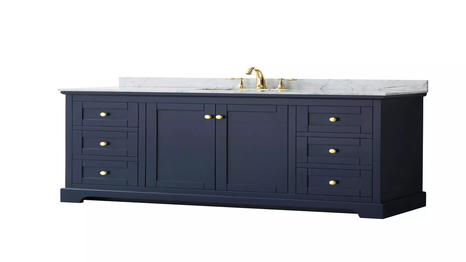 Avery 60 Inch Single Bathroom Vanity in Dark Blue, White Carrara Marble Countertop, Undermount Oval Sink, and No Mirror material