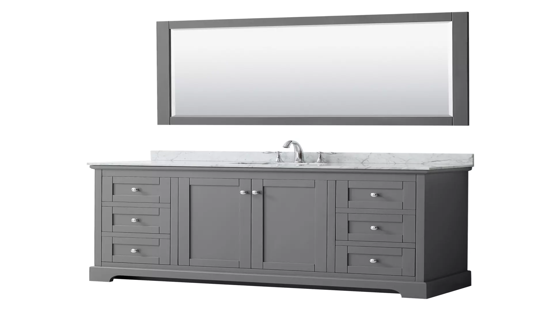 Avery 60 Inch Single Bathroom Vanity in Dark Gray, White Carrara Marble Countertop, Undermount Oval Sink, and 58 Inch Mirror material