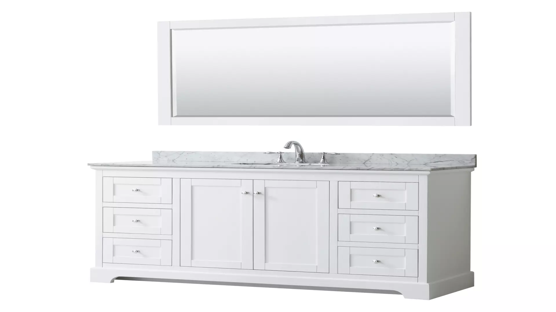 Avery 60 Inch Single Bathroom Vanity in White, White Carrara Marble Countertop, Undermount Oval Sink, and 58 Inch Mirror material