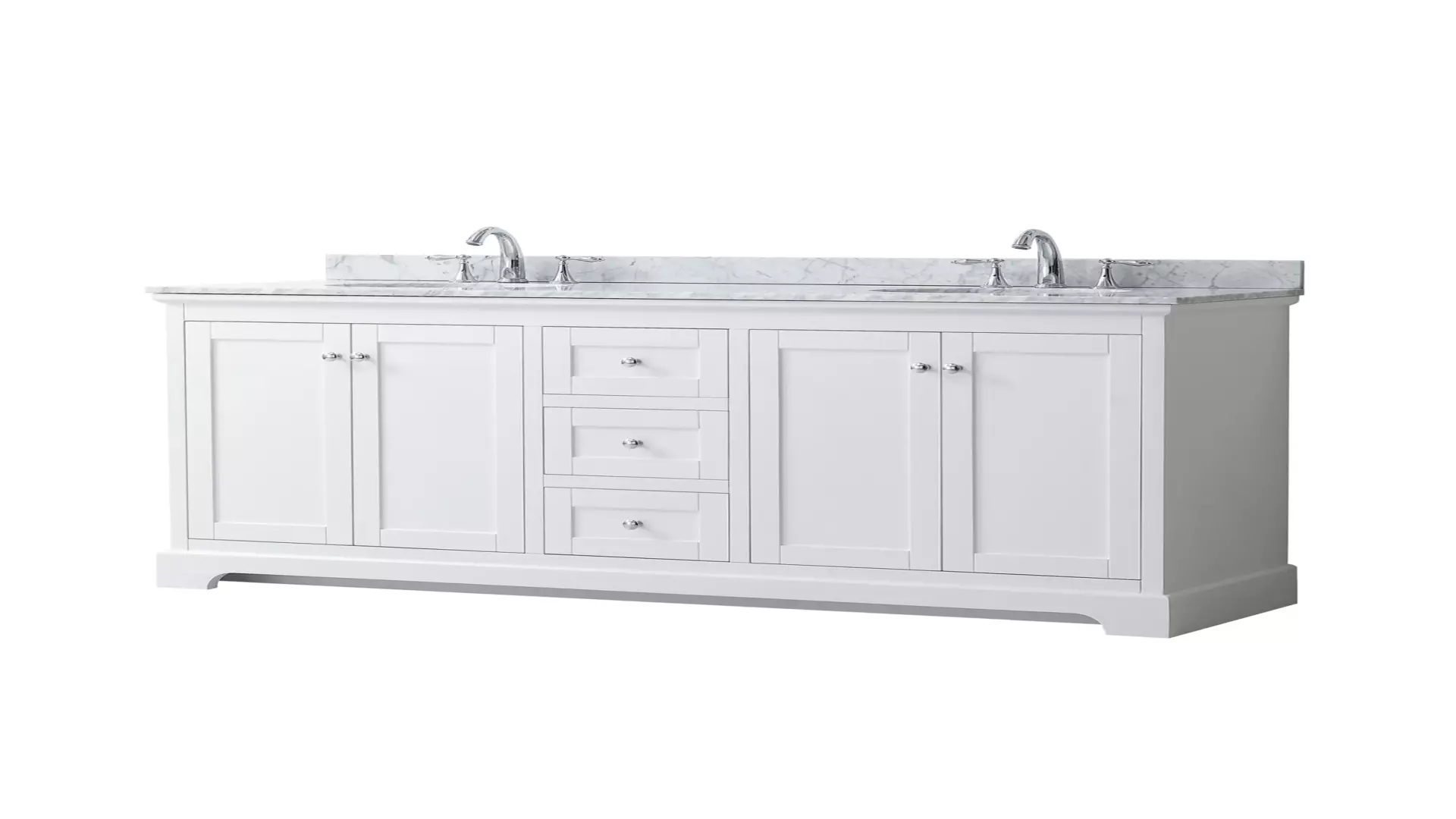 Avery 72 Inch Double Bathroom Vanity in White, White Carrara Marble Countertop, Undermount Oval Sinks, and No Mirror material
