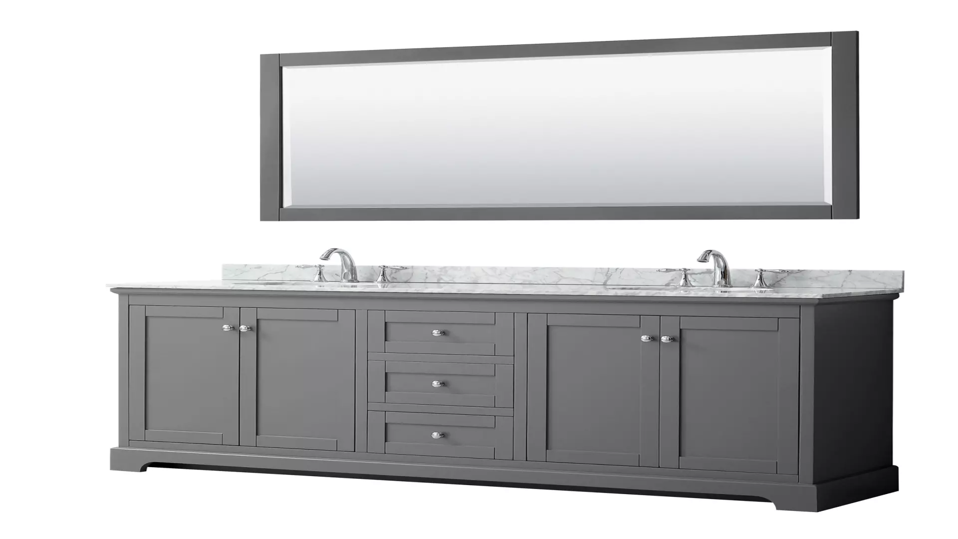 Avery 80 Inch Double Bathroom Vanity in Dark Gray, White Carrara Marble Countertop, Undermount Oval Sinks, and 70 Inch Mirror material