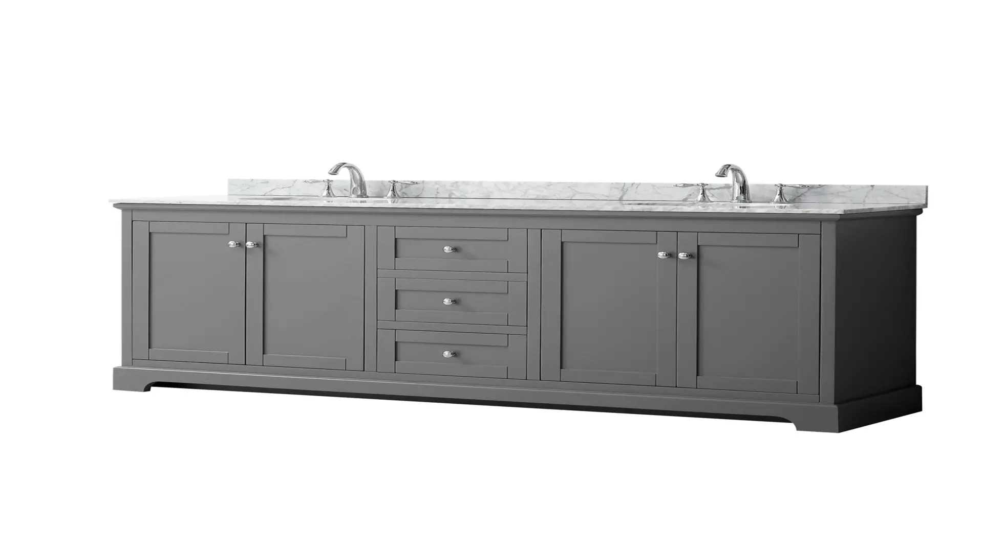 Avery 80 Inch Double Bathroom Vanity in Dark Gray, White Carrara Marble Countertop, Undermount Oval Sinks, and No Mirror material