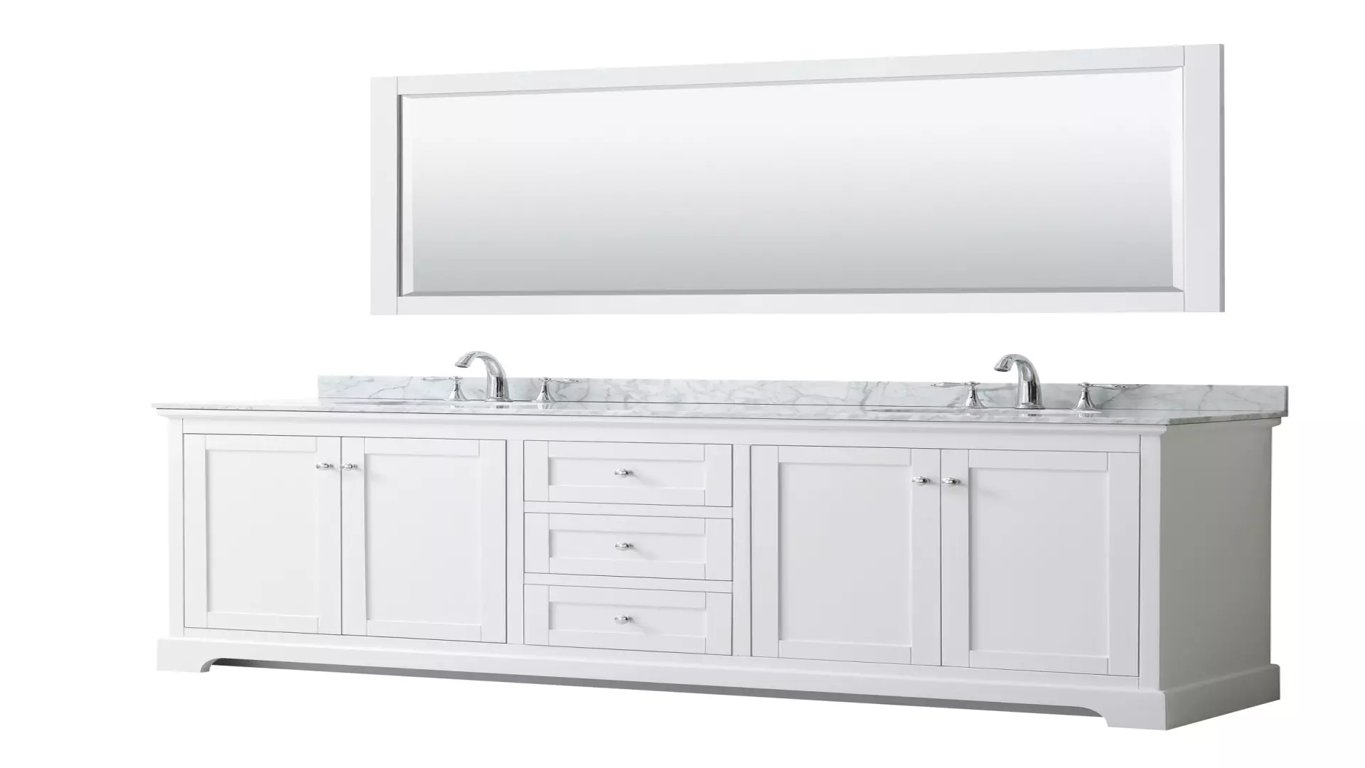 Avery 80 Inch Double Bathroom Vanity in White, White Carrara Marble Countertop, Undermount Oval Sinks, and 70 Inch Mirror material