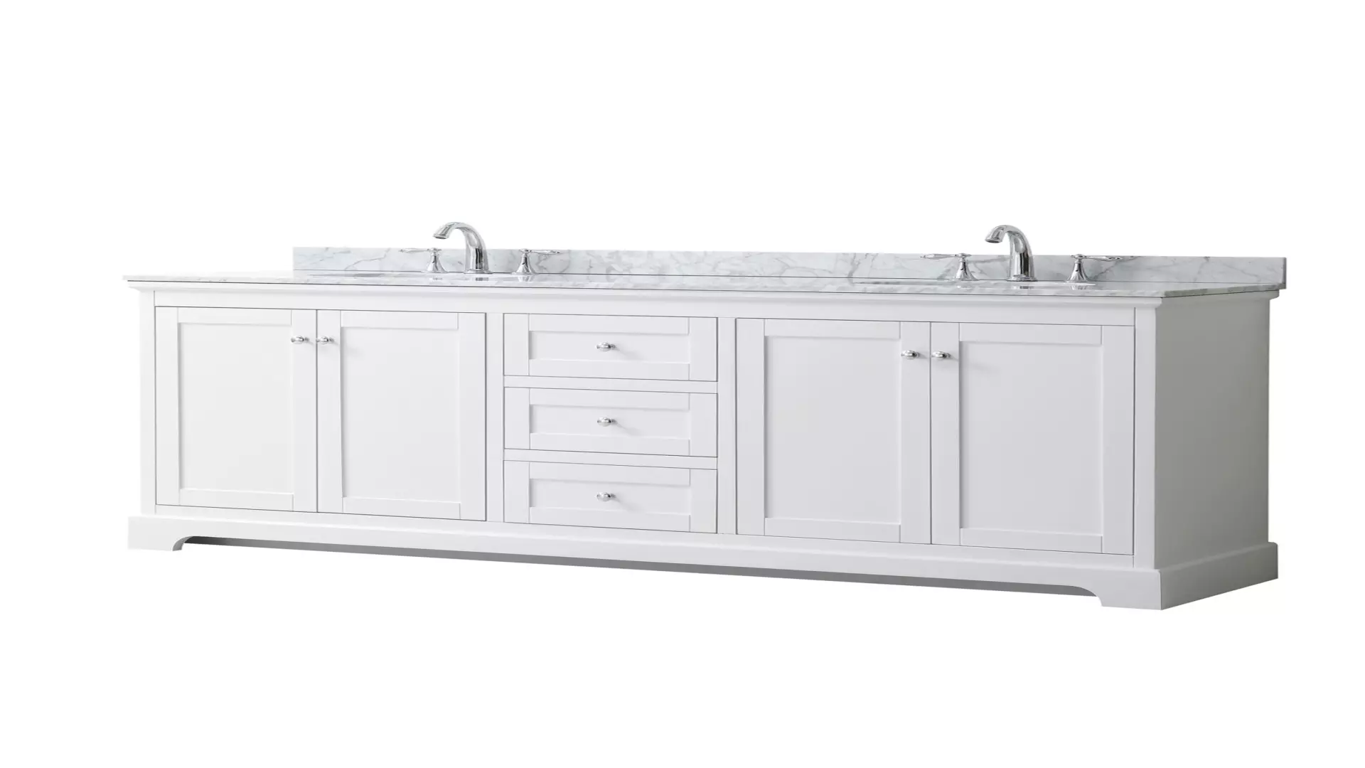 Avery 80 Inch Double Bathroom Vanity in White, White Carrara Marble Countertop, Undermount Oval Sinks, and No Mirror material