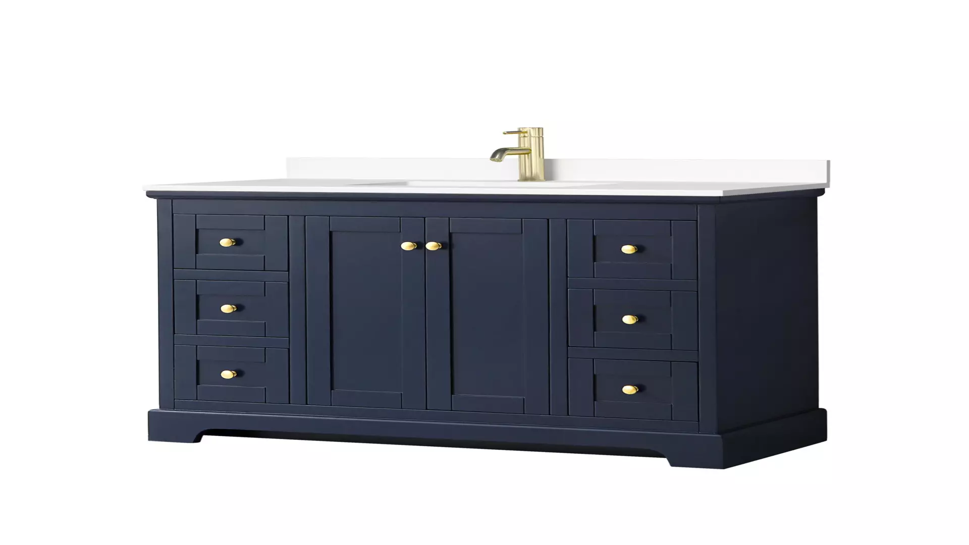 Avery 48 Inch Single Bathroom Vanity in Dark Blue, White Cultured Marble Countertop, Undermount Square Sink, No Mirror material
