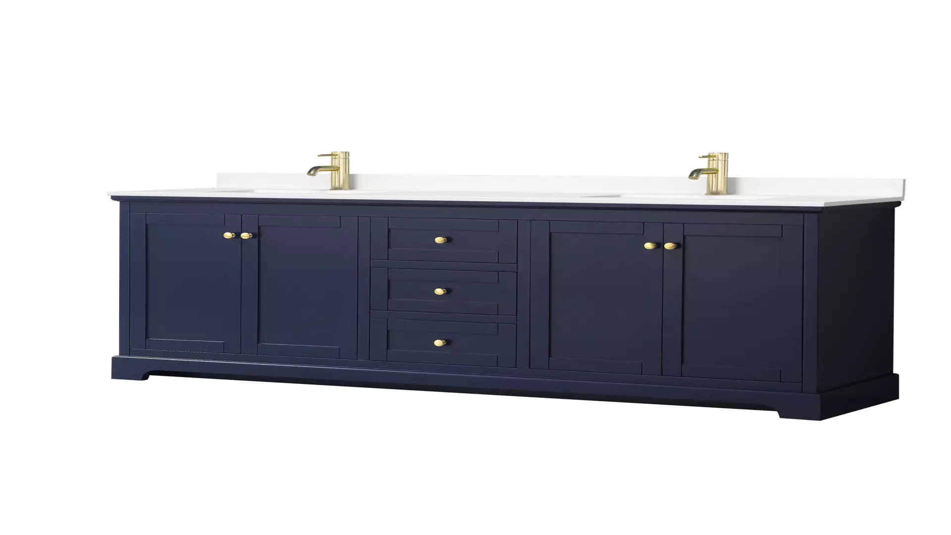 Avery 80 Inch Double Bathroom Vanity in Dark Blue, White Cultured Marble Countertop, Undermount Square Sinks, No Mirror material