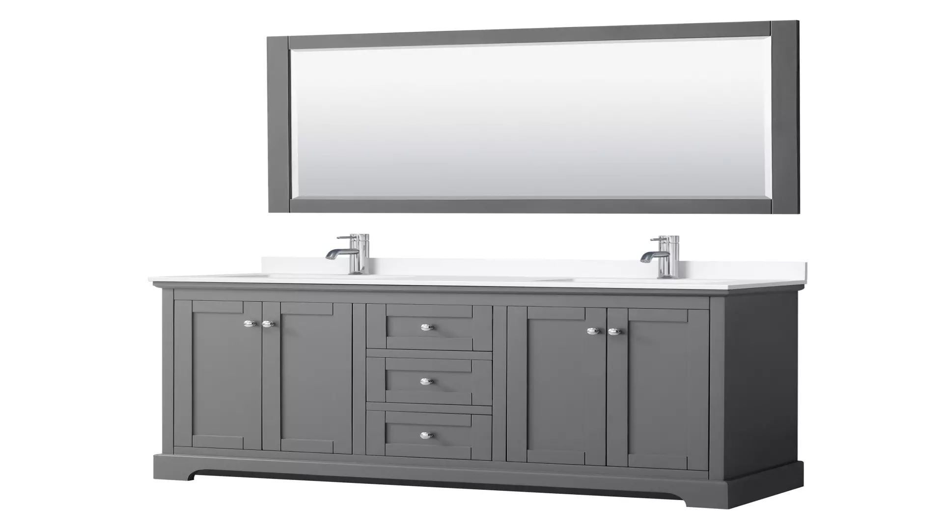 Avery 60 Inch Double Bathroom Vanity in Dark Gray, White Cultured Marble Countertop, Undermount Square Sinks, 58 Inch Mirror material