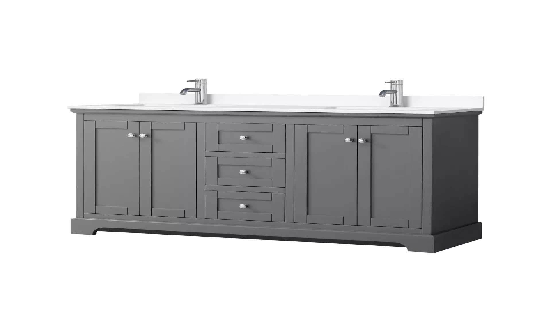 Avery 60 Inch Double Bathroom Vanity in Dark Gray, White Cultured Marble Countertop, Undermount Square Sinks, No Mirror material