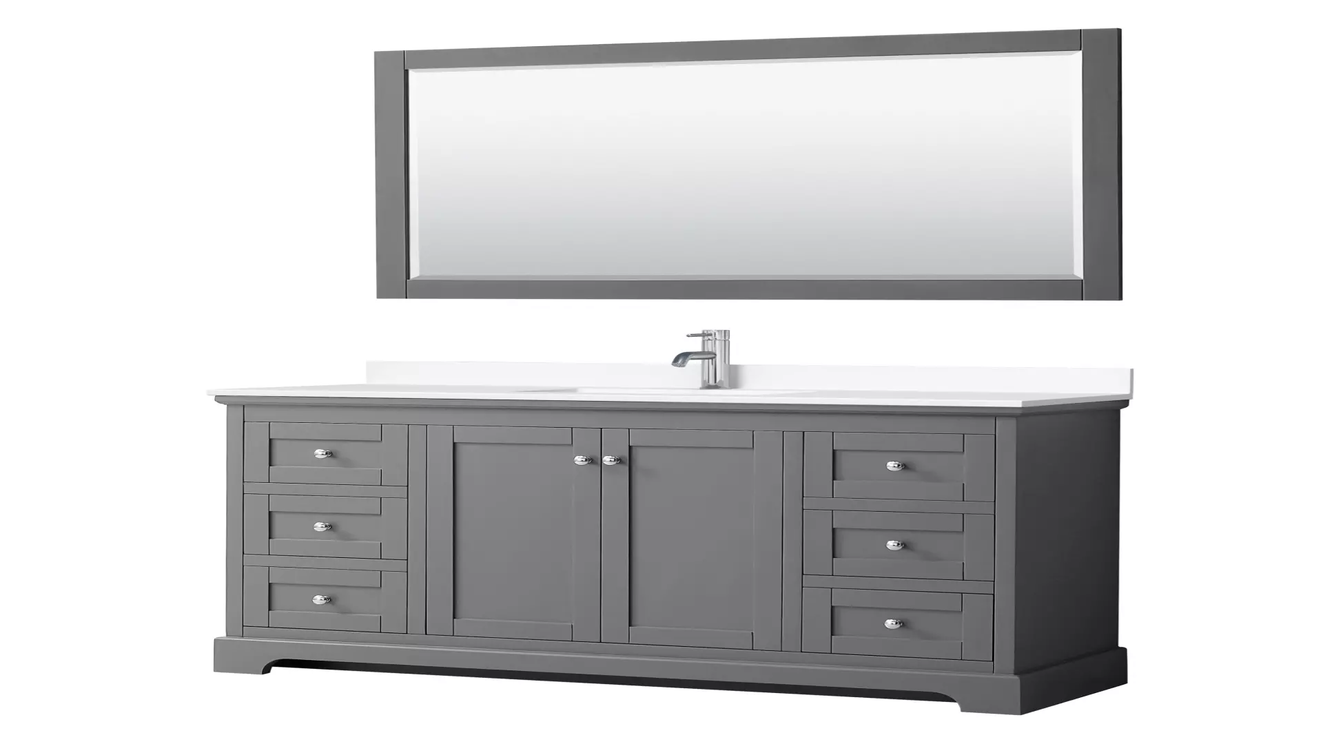 Avery 60 Inch Single Bathroom Vanity in Dark Gray, White Cultured Marble Countertop, Undermount Square Sink, 58 Inch Mirror material