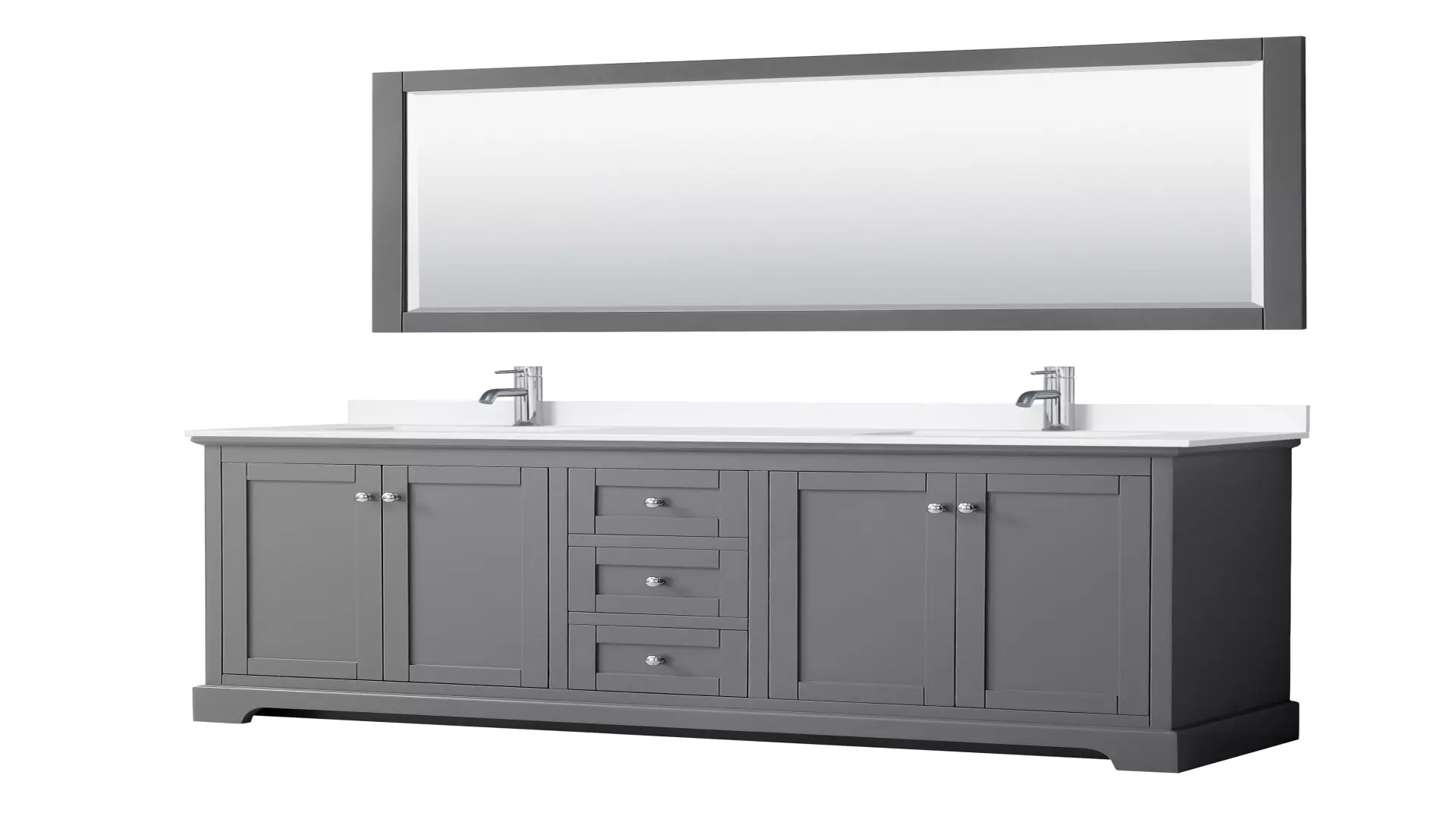 Avery 72 Inch Double Bathroom Vanity in Dark Gray, White Cultured Marble Countertop, Undermount Square Sinks, 70 Inch Mirror material