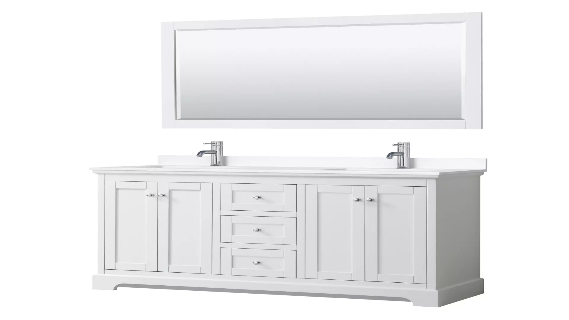 Avery 60 Inch Double Bathroom Vanity in White, White Cultured Marble Countertop, Undermount Square Sinks, 58 Inch Mirror material