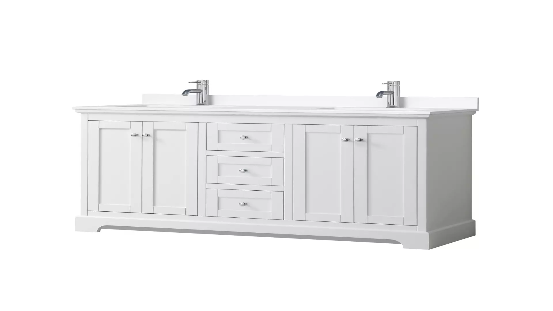 Avery 60 Inch Double Bathroom Vanity in White, White Cultured Marble Countertop, Undermount Square Sinks, No Mirror material