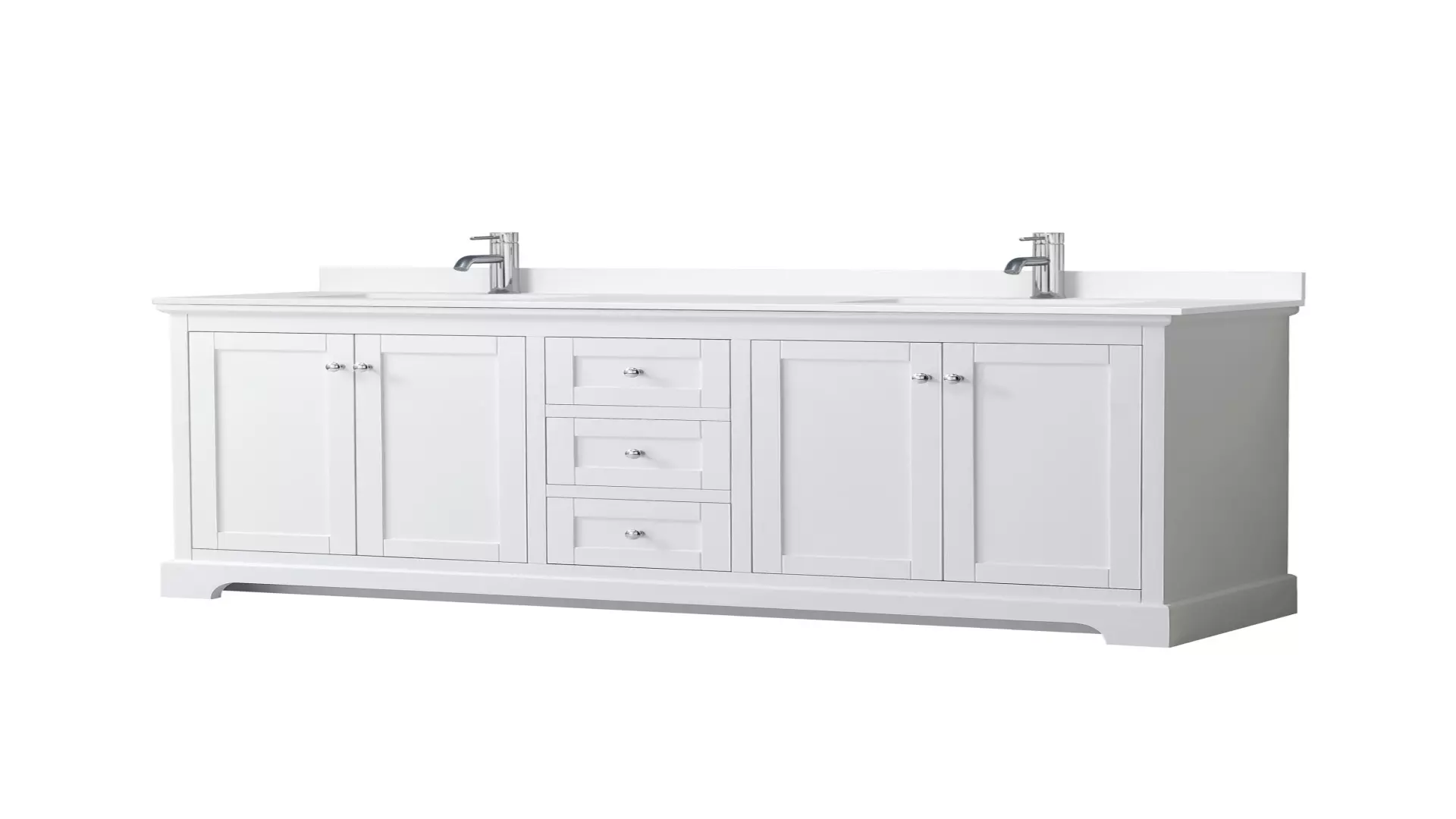 Avery 72 Inch Double Bathroom Vanity in White, White Cultured Marble Countertop, Undermount Square Sinks, No Mirror material