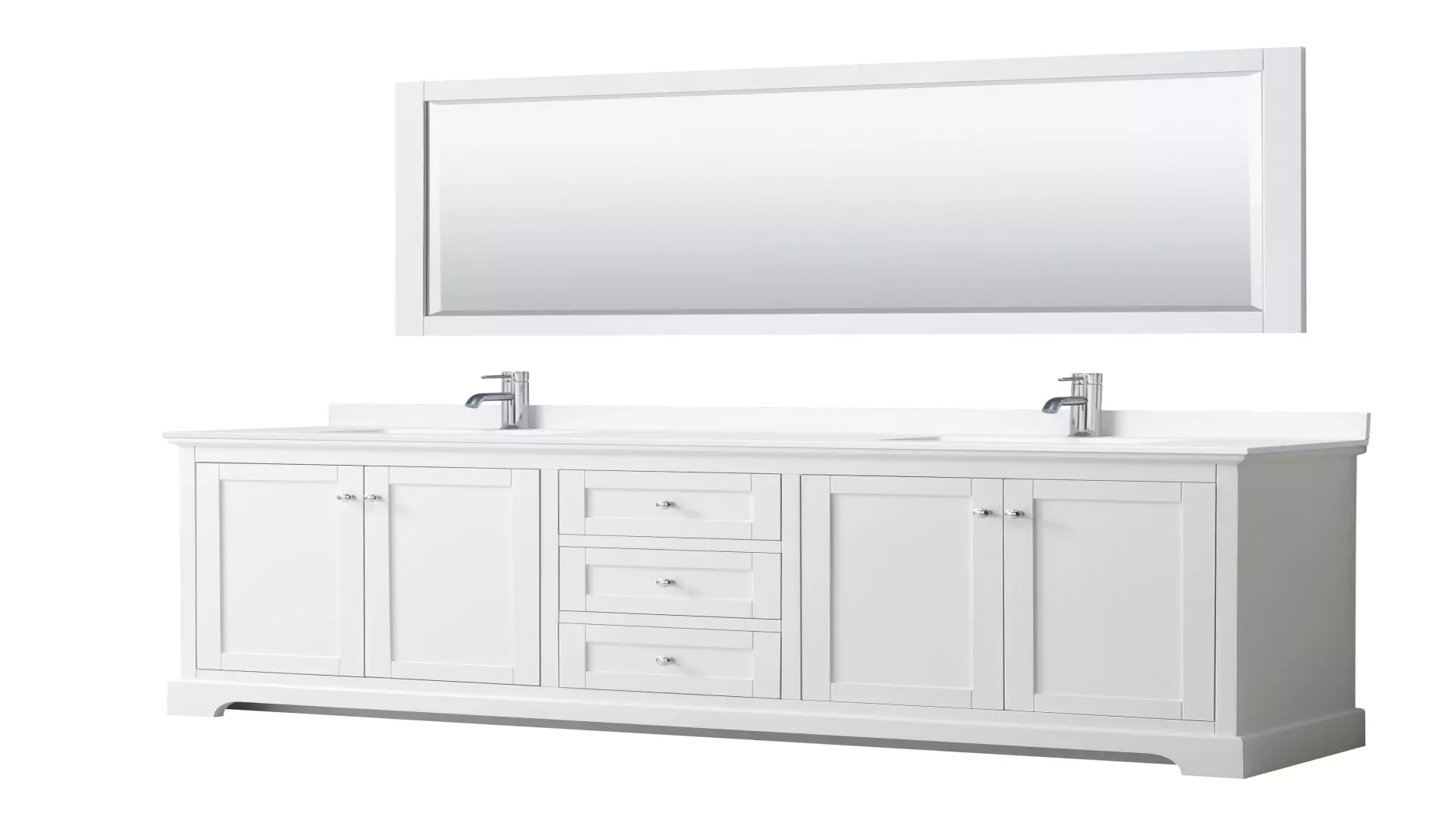 Avery 80 Inch Double Bathroom Vanity in White, White Cultured Marble Countertop, Undermount Square Sinks, 70 Inch Mirror material