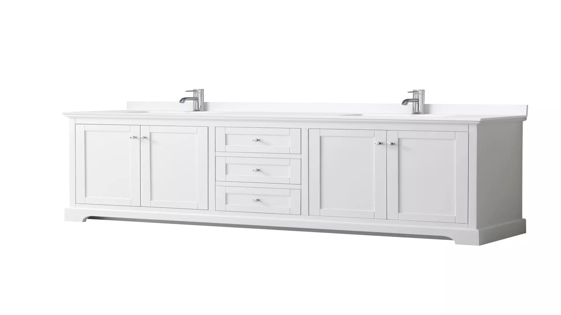 Avery 80 Inch Double Bathroom Vanity in White, White Cultured Marble Countertop, Undermount Square Sinks, No Mirror material