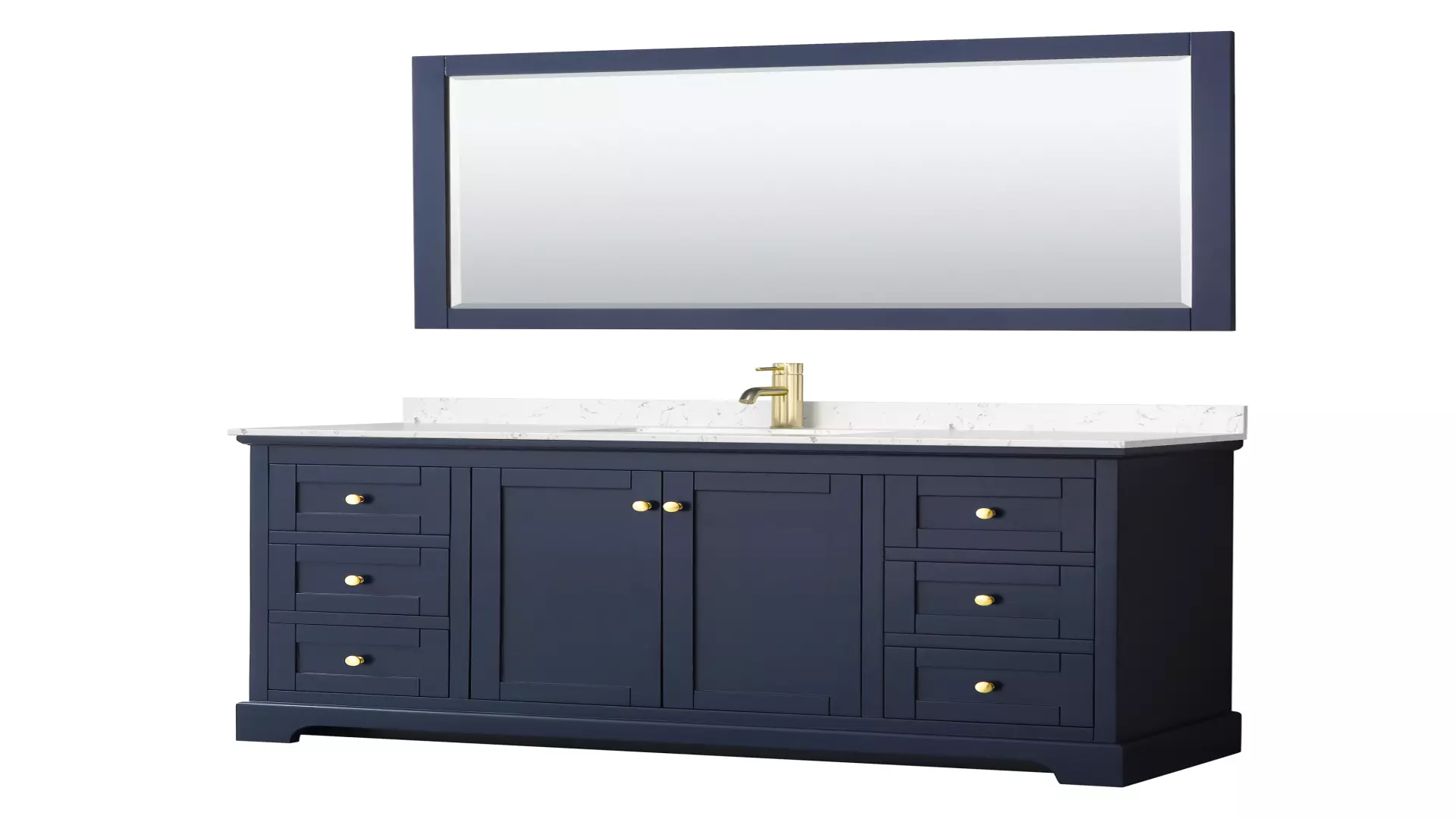 Avery 60 Inch Single Bathroom Vanity in Dark Blue, Carrara Cultured Marble Countertop, Undermount Square Sink, 58 Inch Mirror material