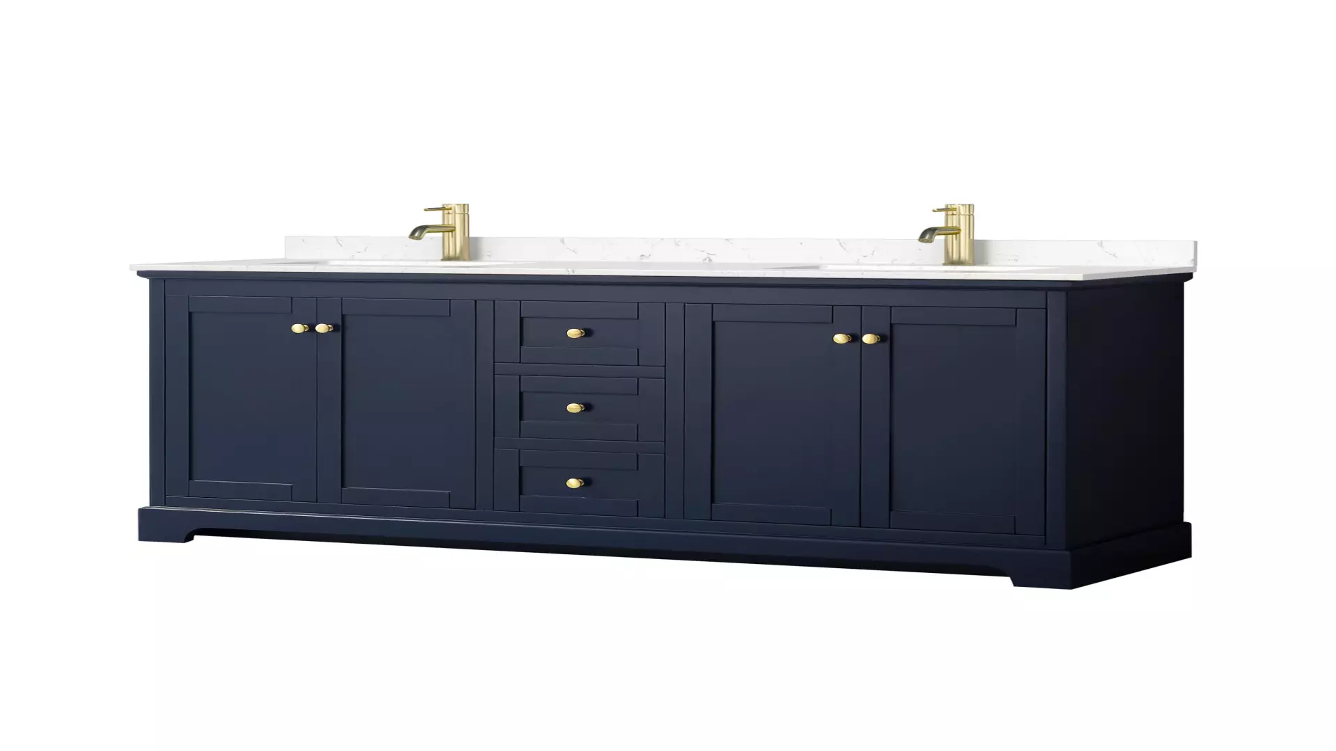 Avery 72 Inch Double Bathroom Vanity in Dark Blue, Carrara Cultured Marble Countertop, Undermount Square Sinks, No Mirror material