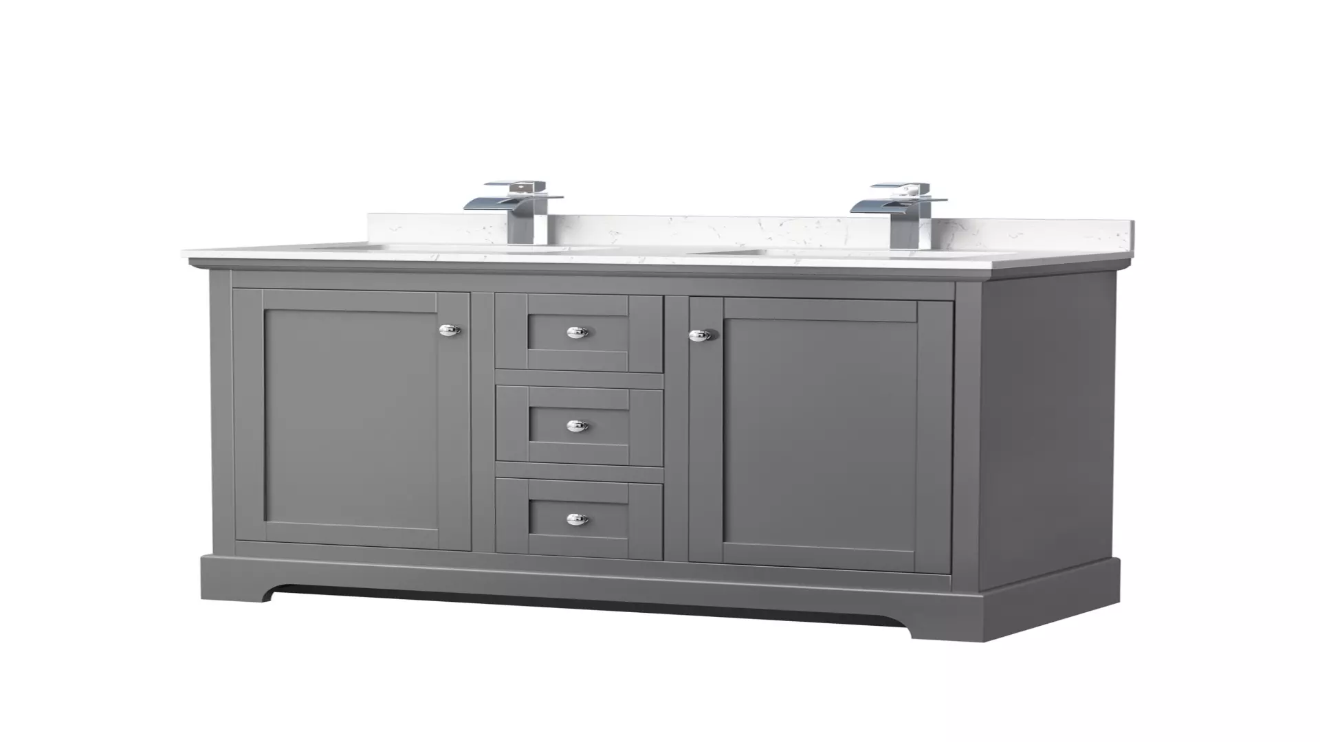 Avery 48 Inch Double Bathroom Vanity in Dark Gray, Carrara Cultured Marble Countertop, Undermount Square Sinks, No Mirror material
