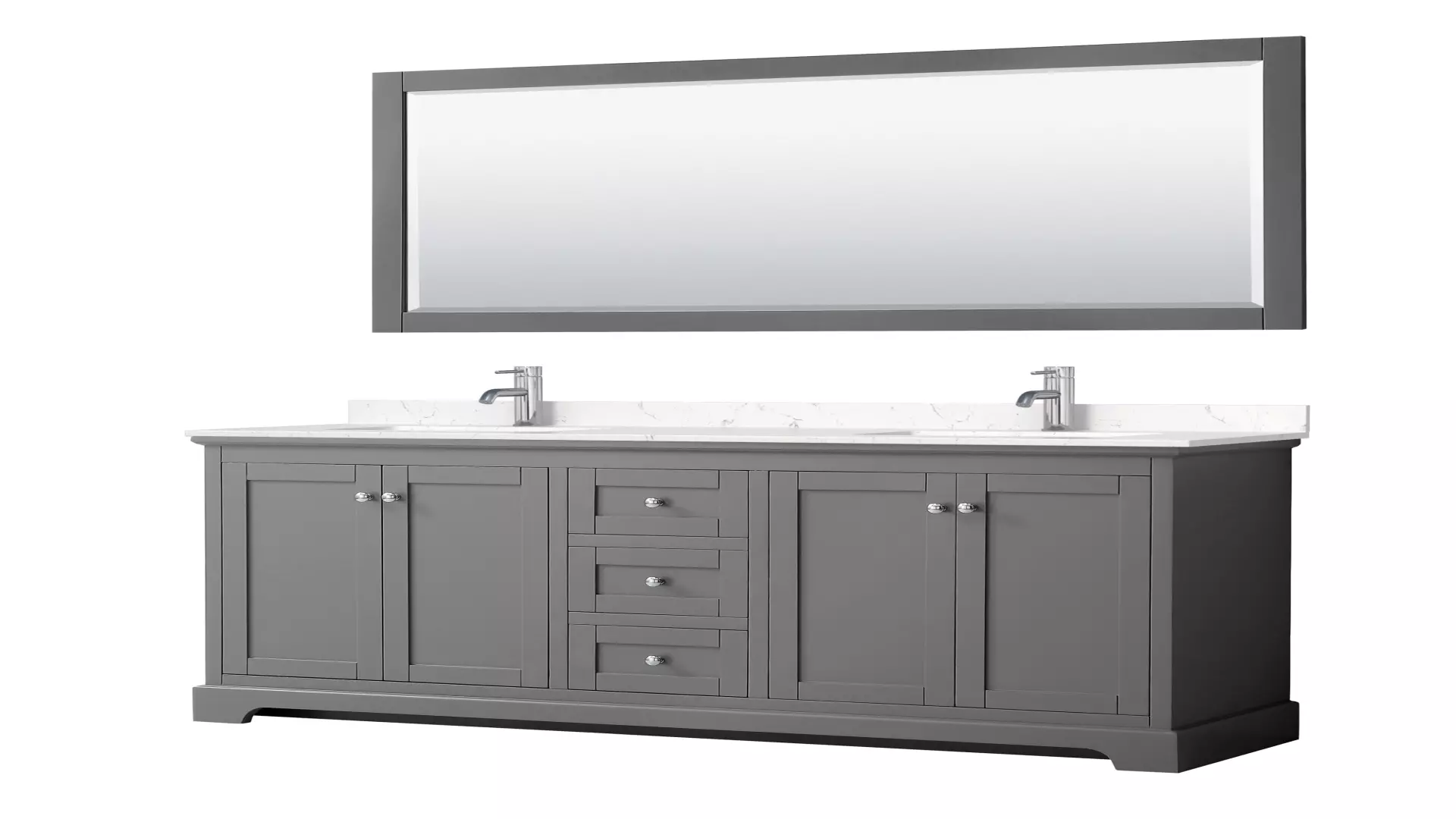 Avery 72 Inch Double Bathroom Vanity in Dark Gray, Carrara Cultured Marble Countertop, Undermount Square Sinks, 70 Inch Mirror material