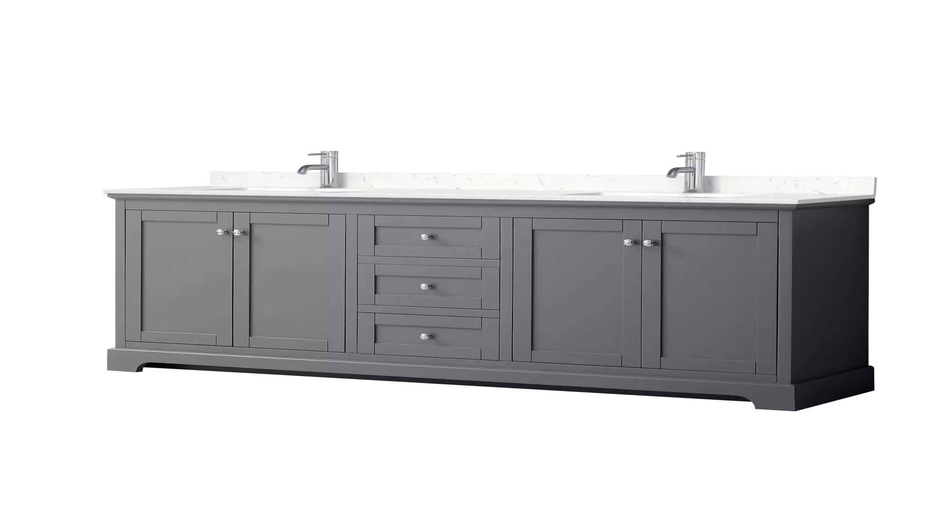 Avery 80 Inch Double Bathroom Vanity in Dark Gray, Carrara Cultured Marble Countertop, Undermount Square Sinks, No Mirror material