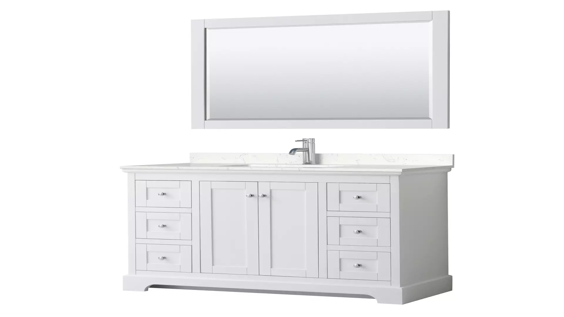 Avery 48 Inch Single Bathroom Vanity in White, Carrara Cultured Marble Countertop, Undermount Square Sink, 46 Inch Mirror material