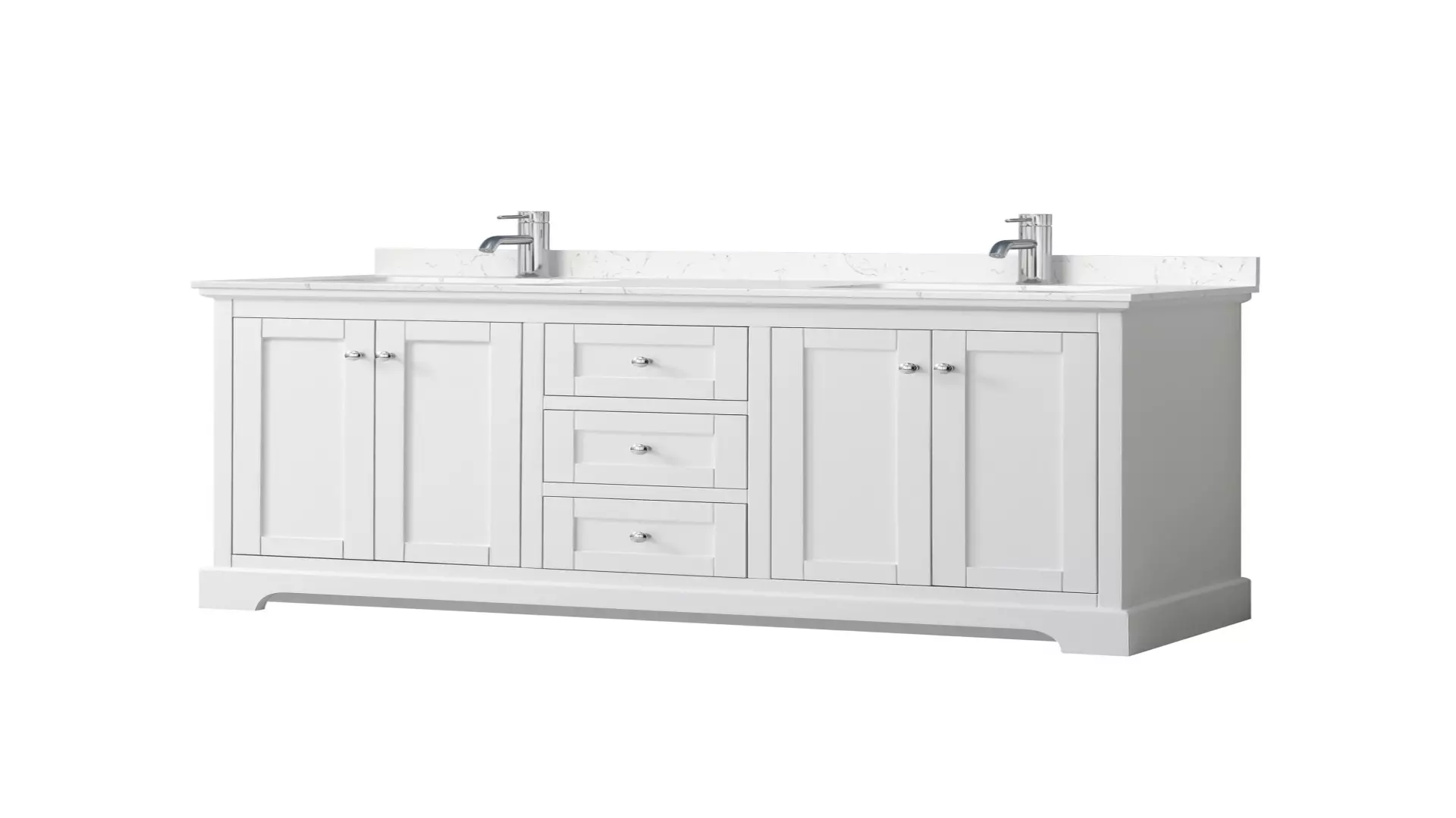 Avery 60 Inch Double Bathroom Vanity in White, Carrara Cultured Marble Countertop, Undermount Square Sinks, No Mirror material