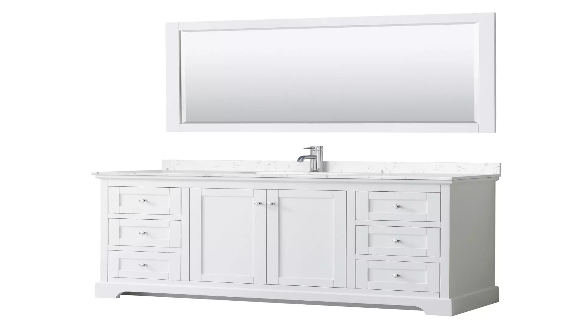Avery 60 Inch Single Bathroom Vanity in White, Carrara Cultured Marble Countertop, Undermount Square Sink, 58 Inch Mirror material