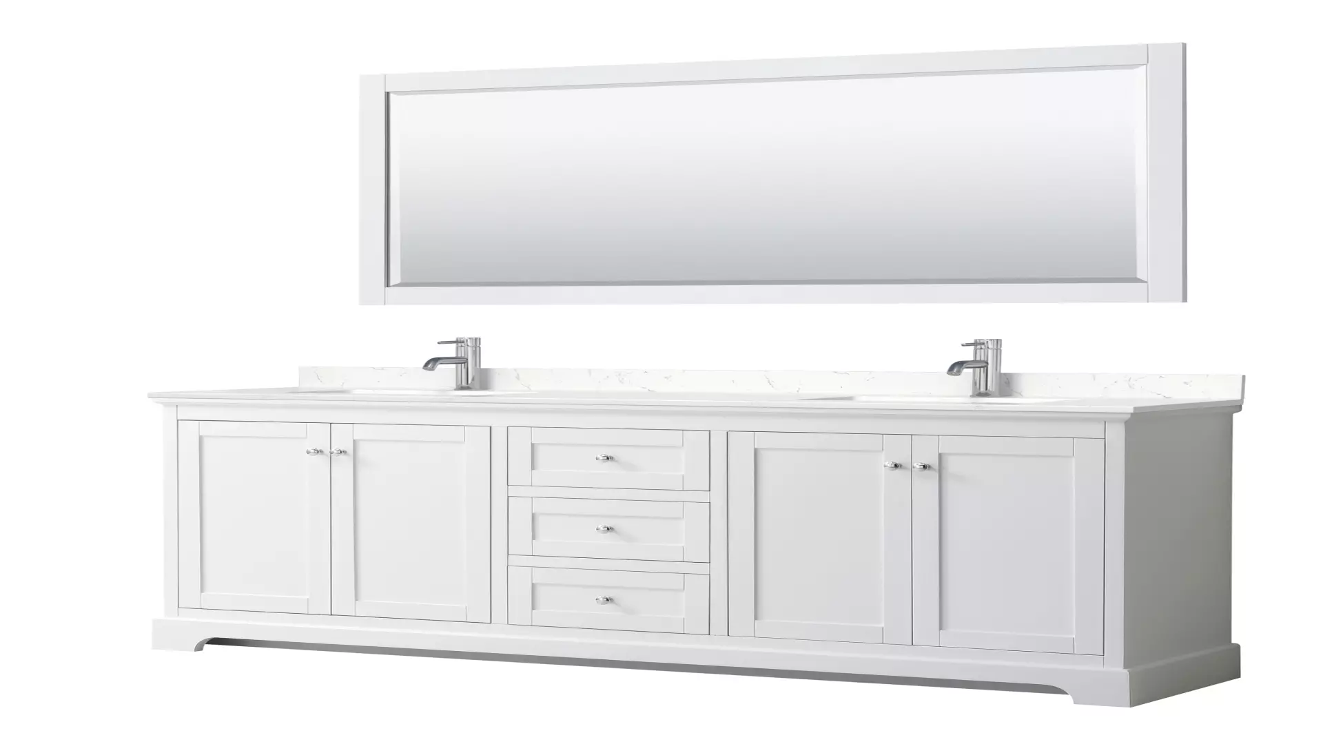 Avery 80 Inch Double Bathroom Vanity in White, Carrara Cultured Marble Countertop, Undermount Square Sinks, 70 Inch Mirror material