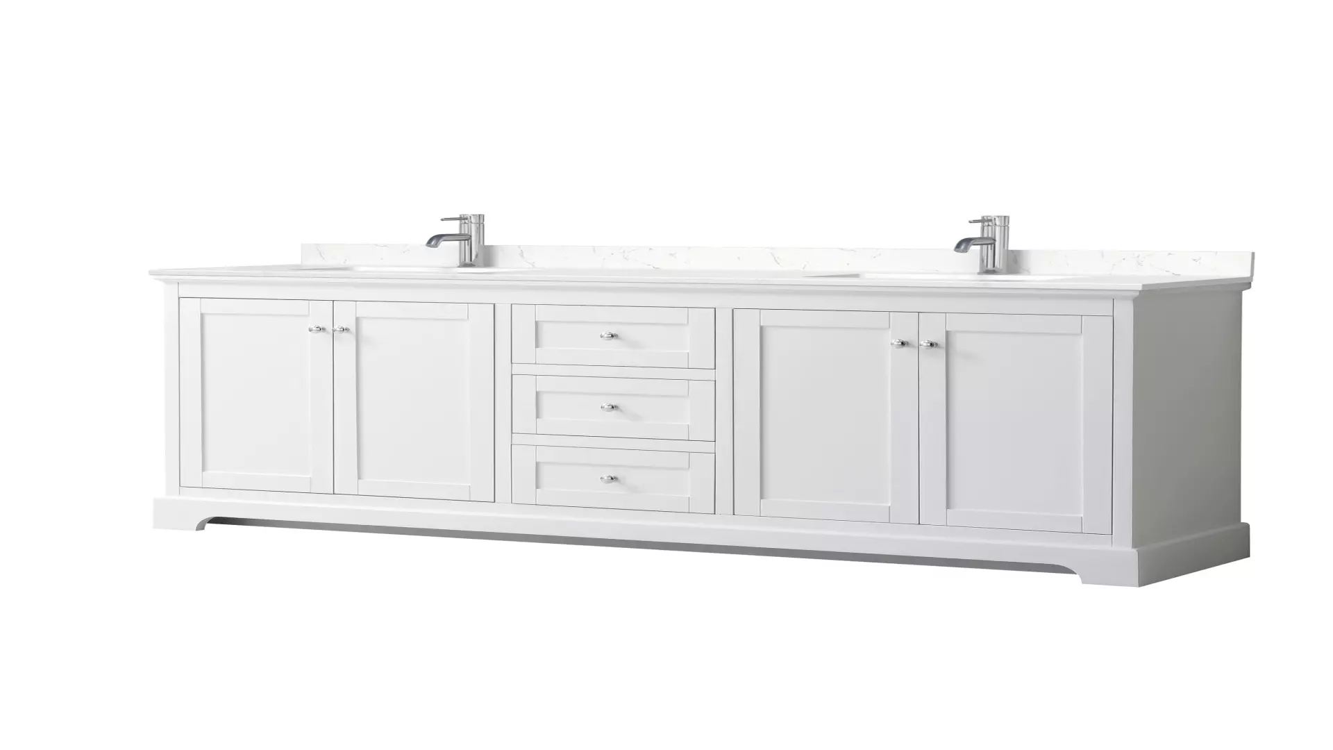 Avery 80 Inch Double Bathroom Vanity in White, Carrara Cultured Marble Countertop, Undermount Square Sinks, No Mirror material