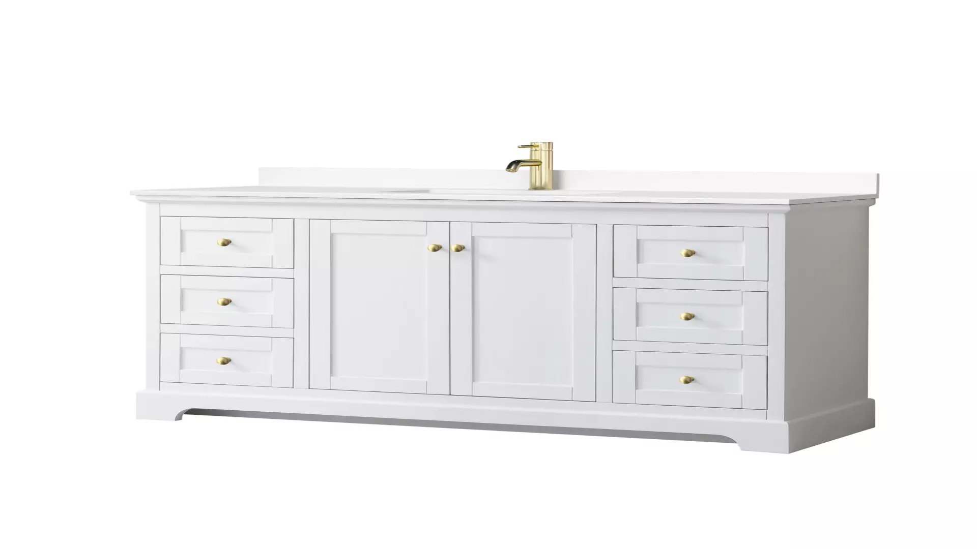 Avery 60 Inch Single Bathroom Vanity in White, White Cultured Marble Countertop, Undermount Square Sink, Brushed Gold Trim material