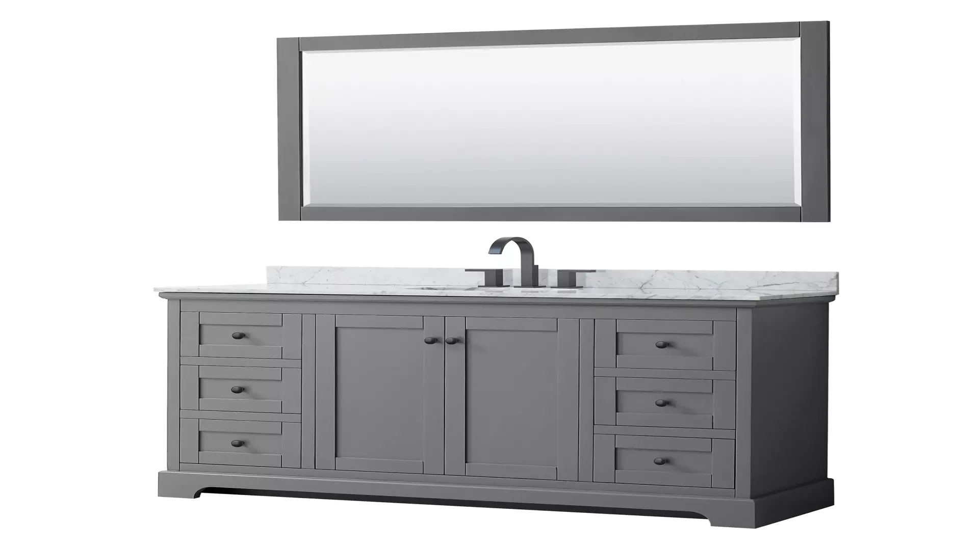 Avery 60 Inch Single Bathroom Vanity in Dark Gray, White Carrara Marble Countertop, Undermount Oval Sink, Matte Black Trim, 58 Inch Mirror material
