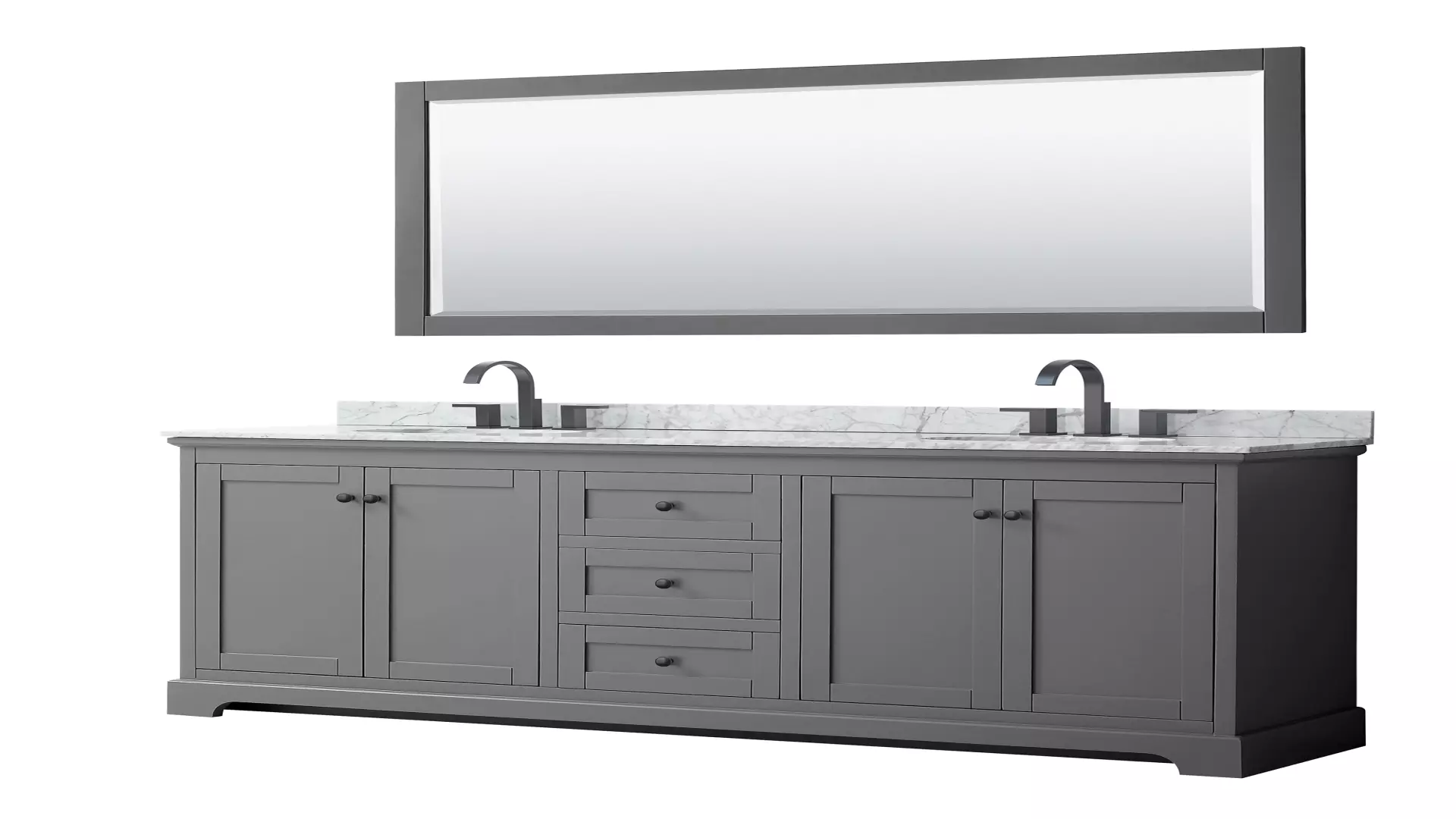 Avery 80 Inch Double Bathroom Vanity in Dark Gray, White Carrara Marble Countertop, Undermount Oval Sinks, Matte Black Trim, 70 Inch Mirror material