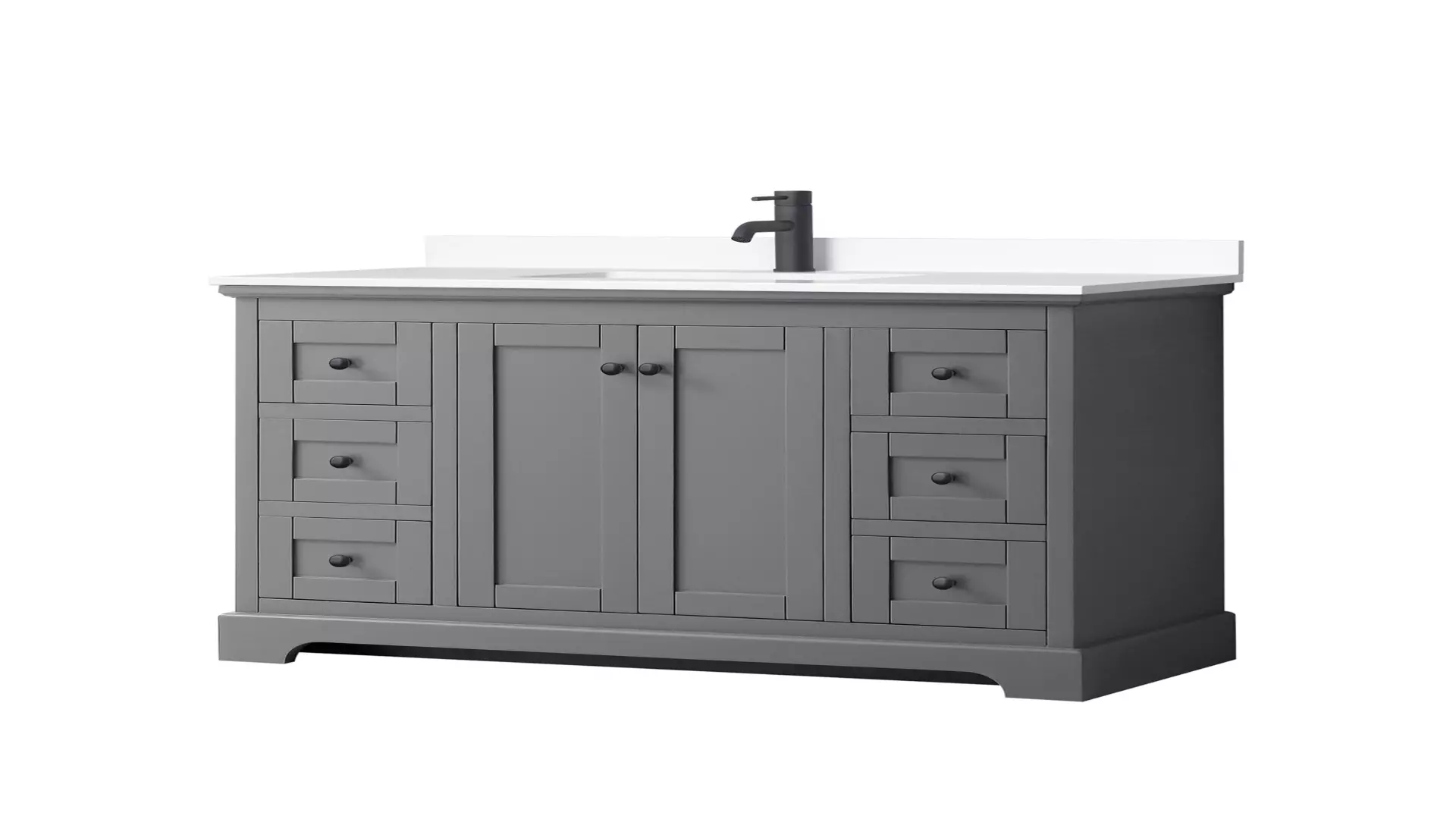 Avery 48 Inch Single Bathroom Vanity in Dark Gray, White Cultured Marble Countertop, Undermount Square Sink, Matte Black Trim material