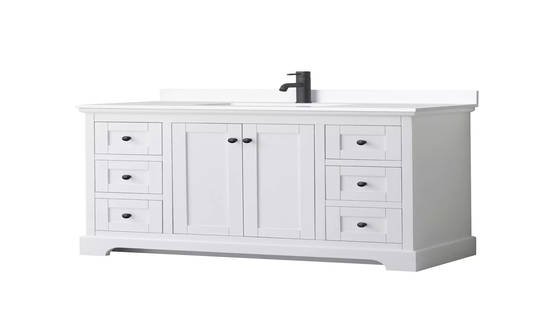 Avery 48 Inch Single Bathroom Vanity in White, White Cultured Marble Countertop, Undermount Square Sink, Matte Black Trim material